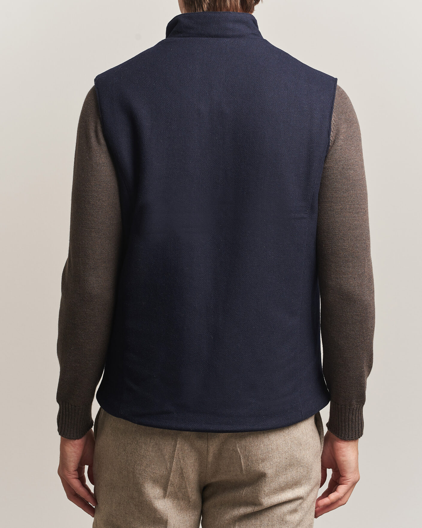 Herre | Vester | Stenströms | Wool Alcantara Detail Light Padded Vest Navy