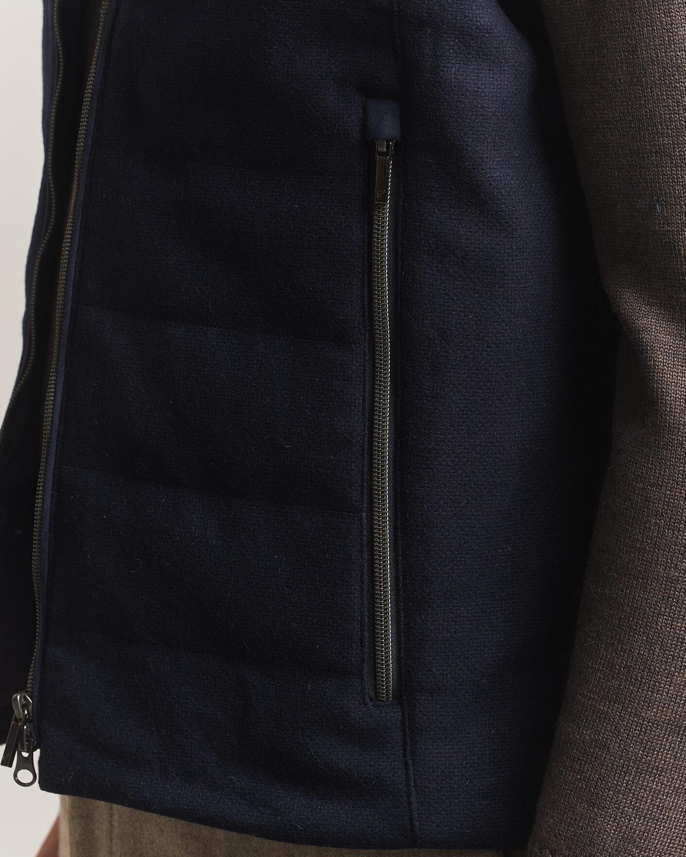 Herre | Vester | Stenströms | Wool Alcantara Detail Light Padded Vest Navy