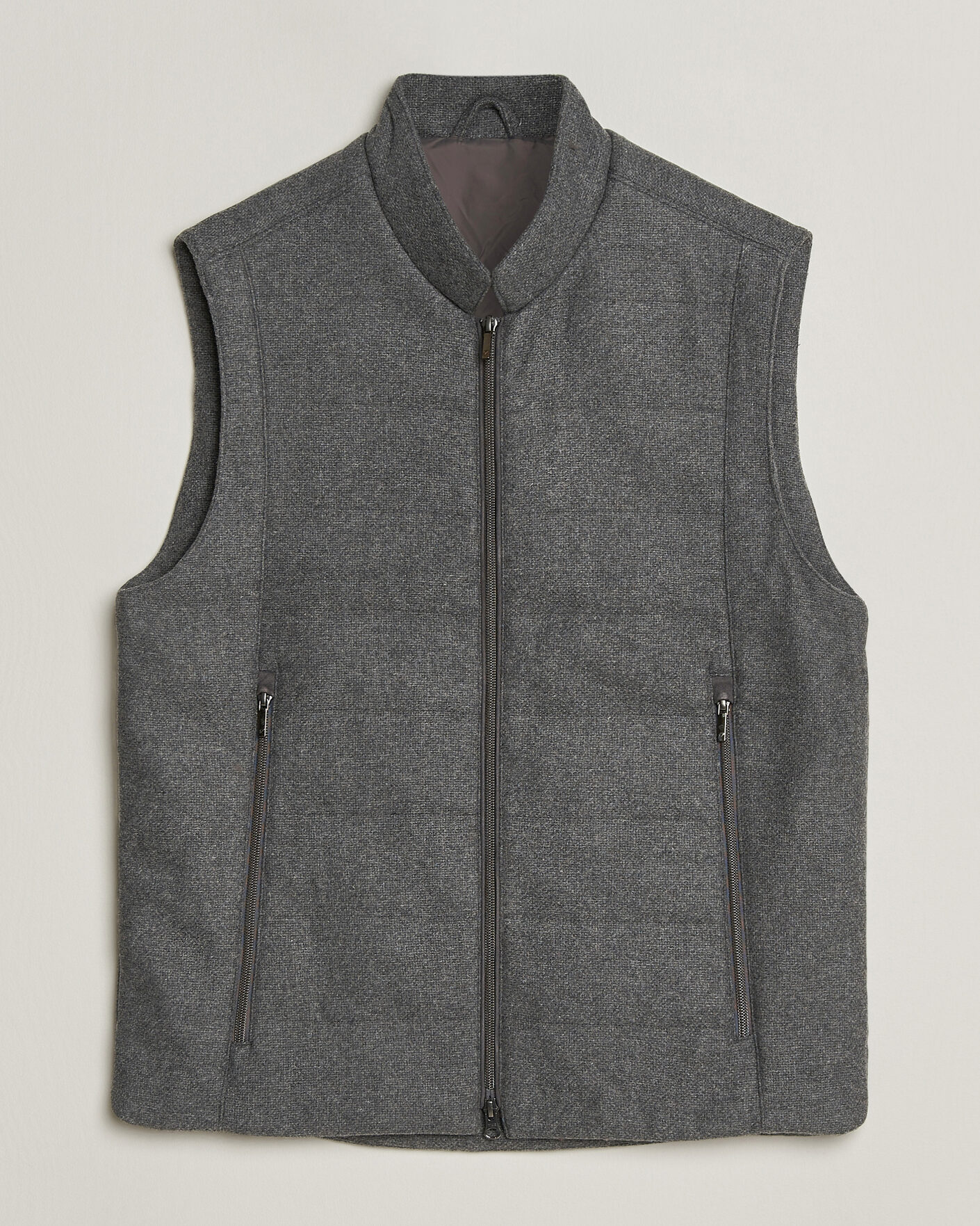 Herre | Vester | Stenströms | Wool Alcantara Detail Light Padded Vest Grey