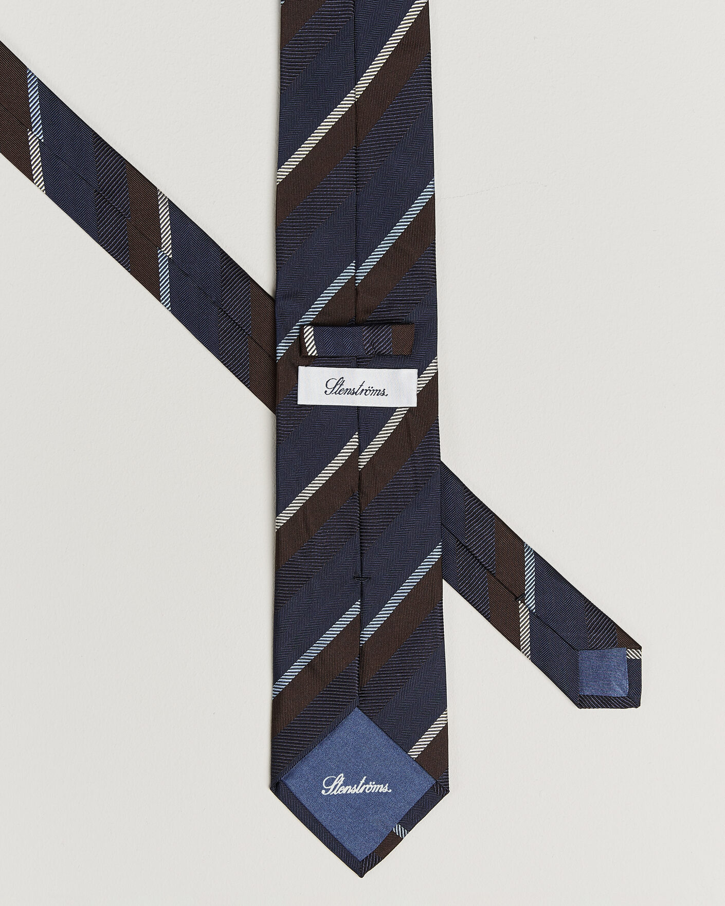 Herre | Slips | Stenströms | Regimental Stripe Silk Tie 7,5cm Navy