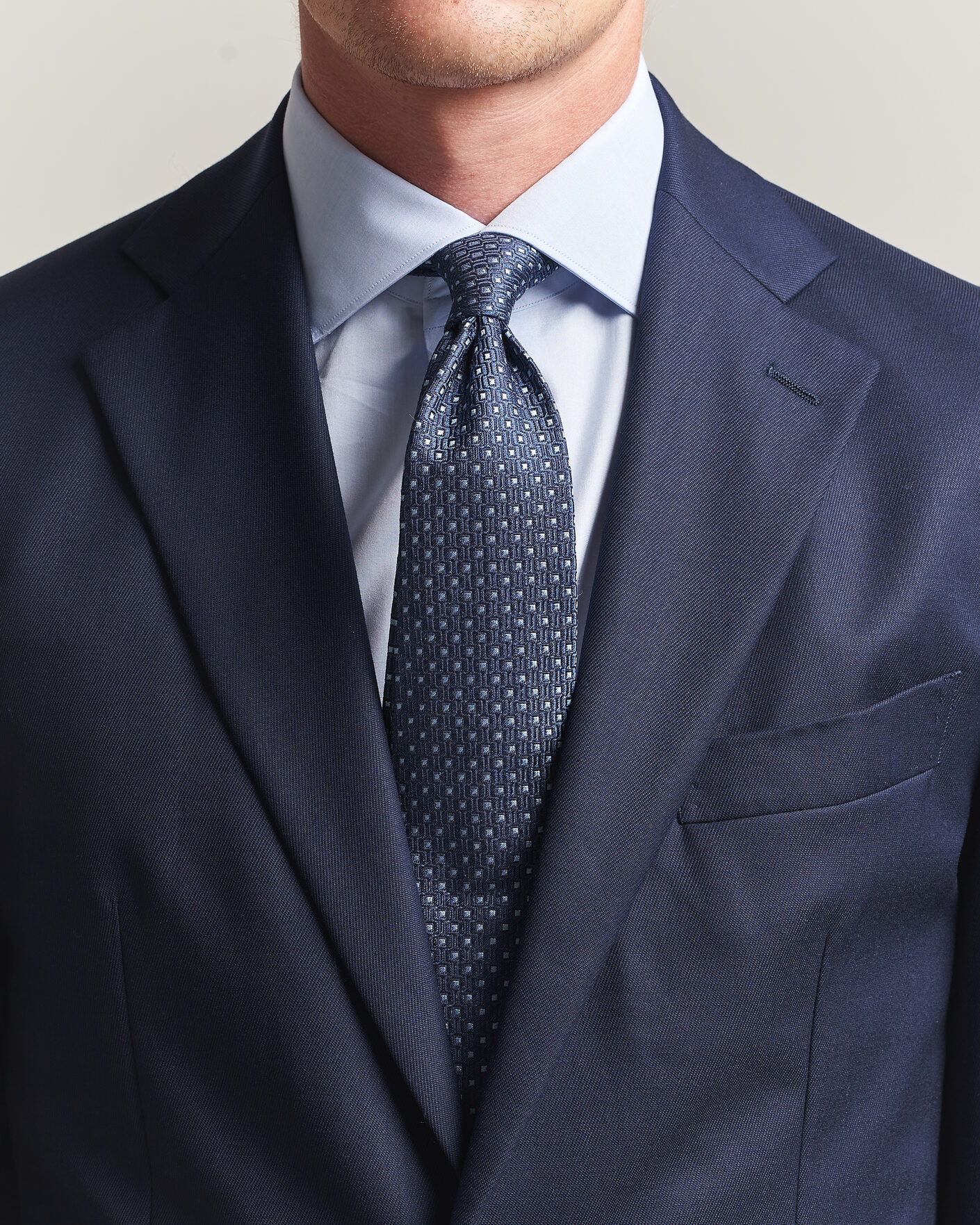 Herre | Slips | Stenströms | Woven Silk Dot Tie 7,5cm Navy
