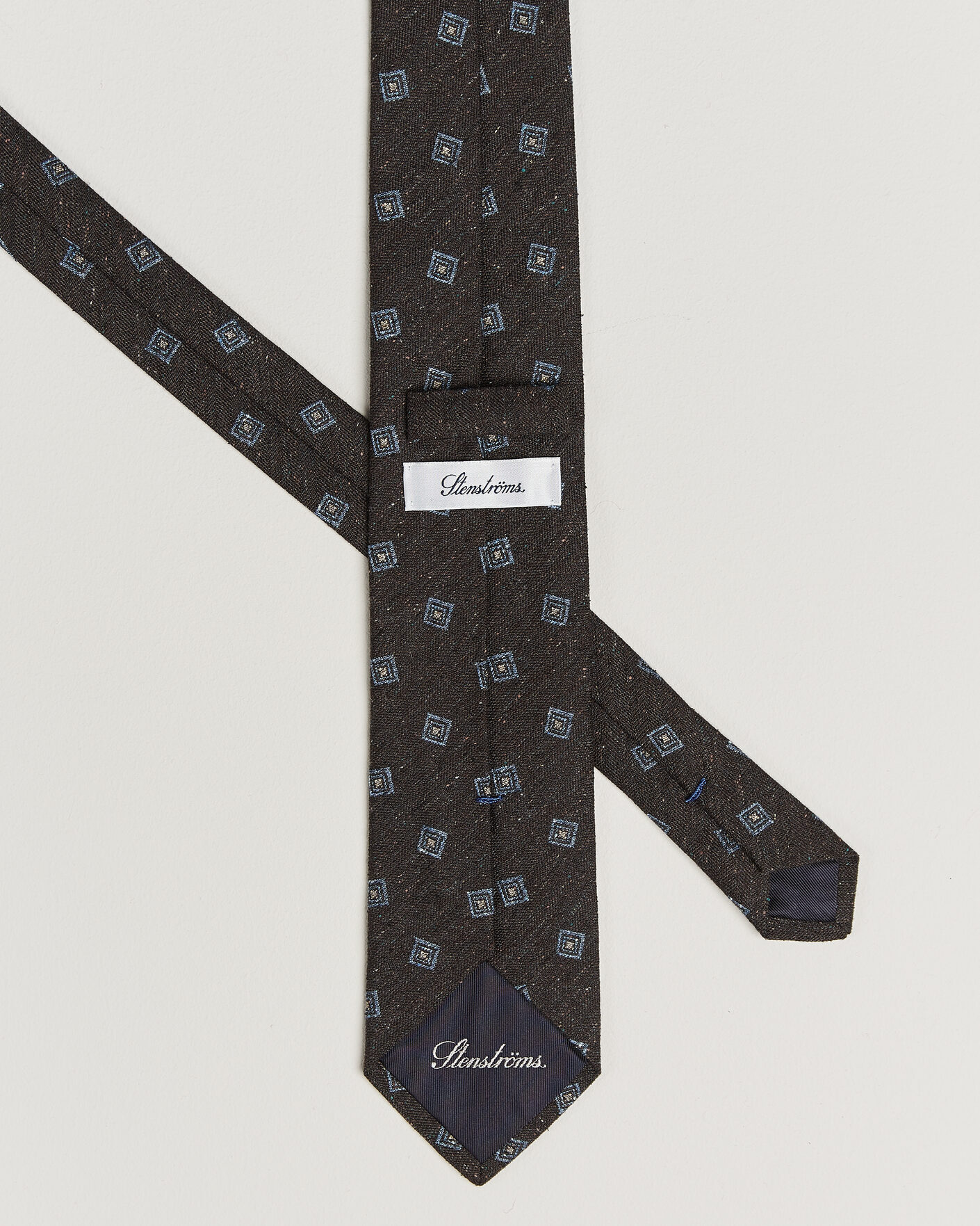 Herre | Slips | Stenströms | Woven Herringbone Silk Tie 7,5cm Dark Brown