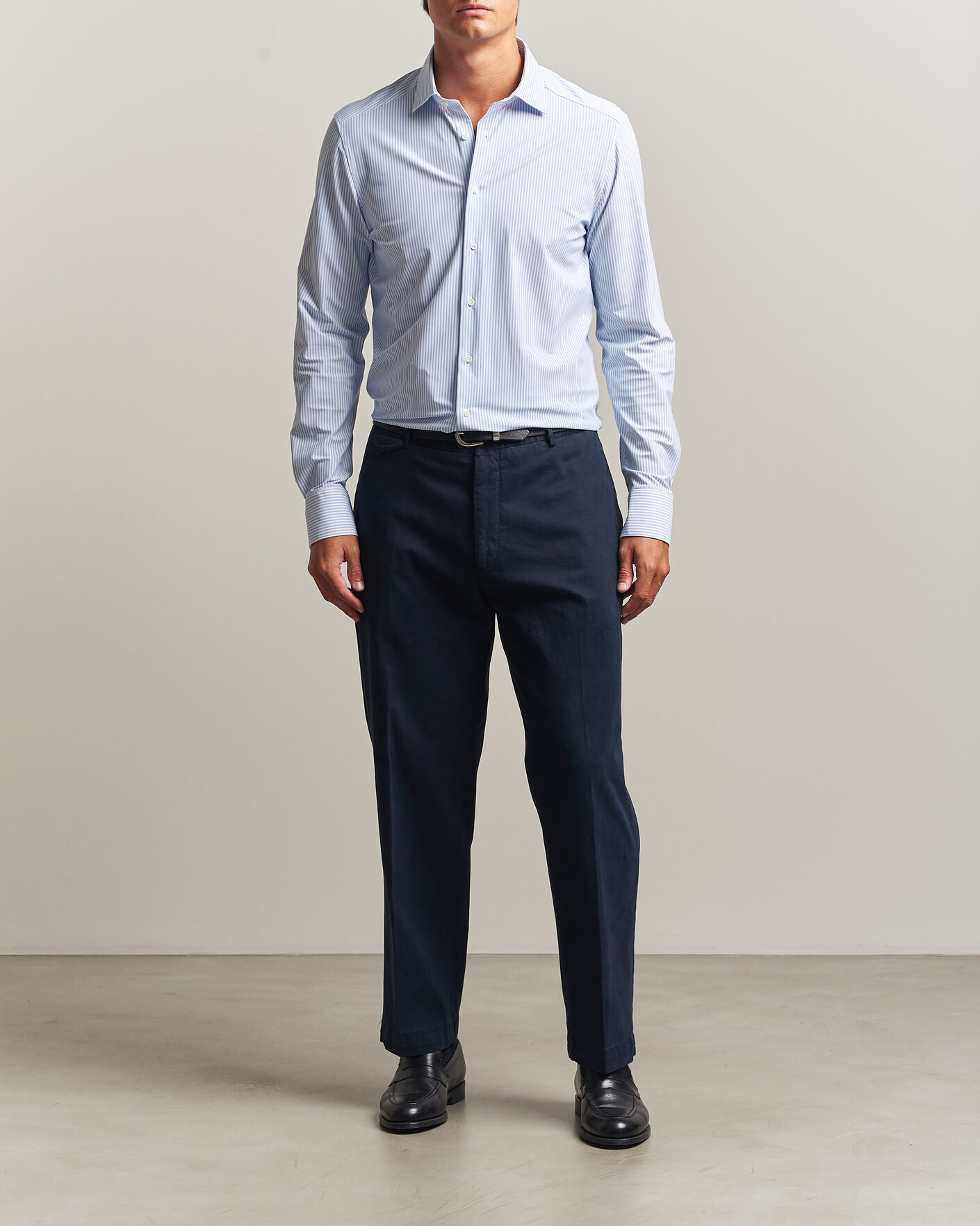 Herre | Skjorter | Stenströms | Slimline Active Stretch Striped Shirt Light Blue