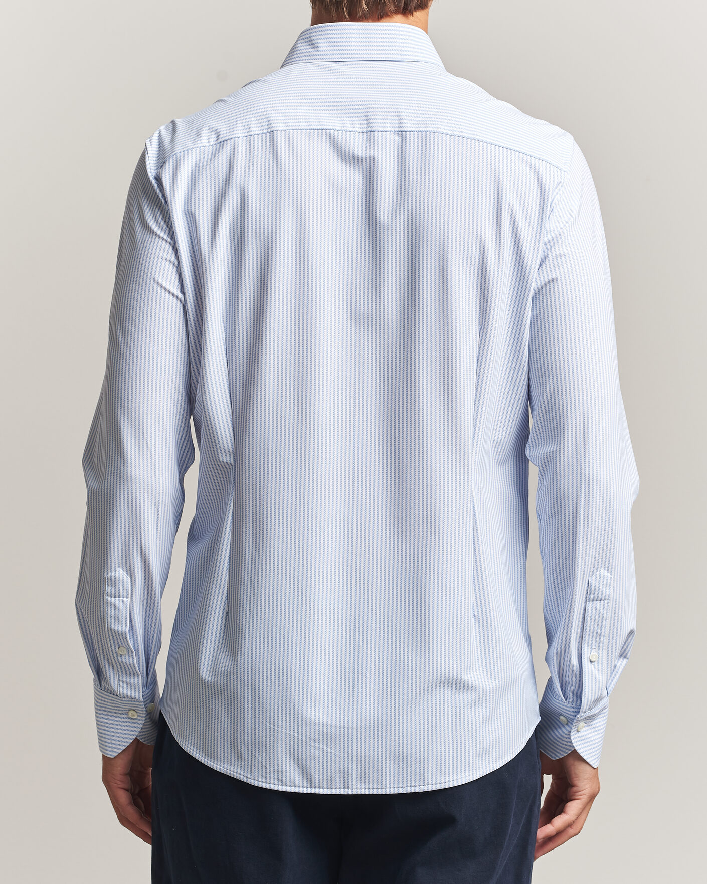 Herre | Skjorter | Stenströms | Slimline Active Stretch Striped Shirt Light Blue