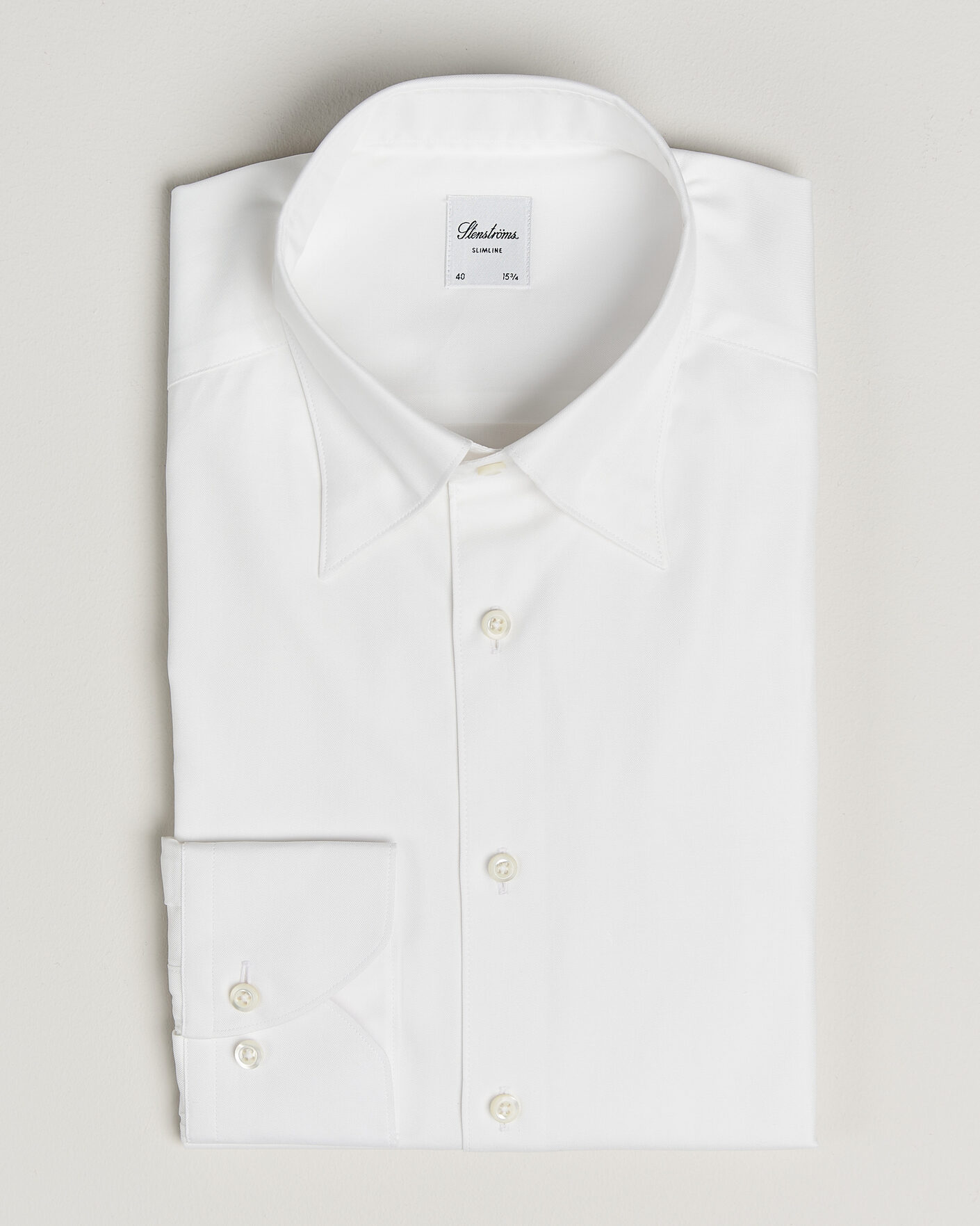 Herre | Skjorter | Stenströms | Slimline Twofold Cotton Button Under Shirt White