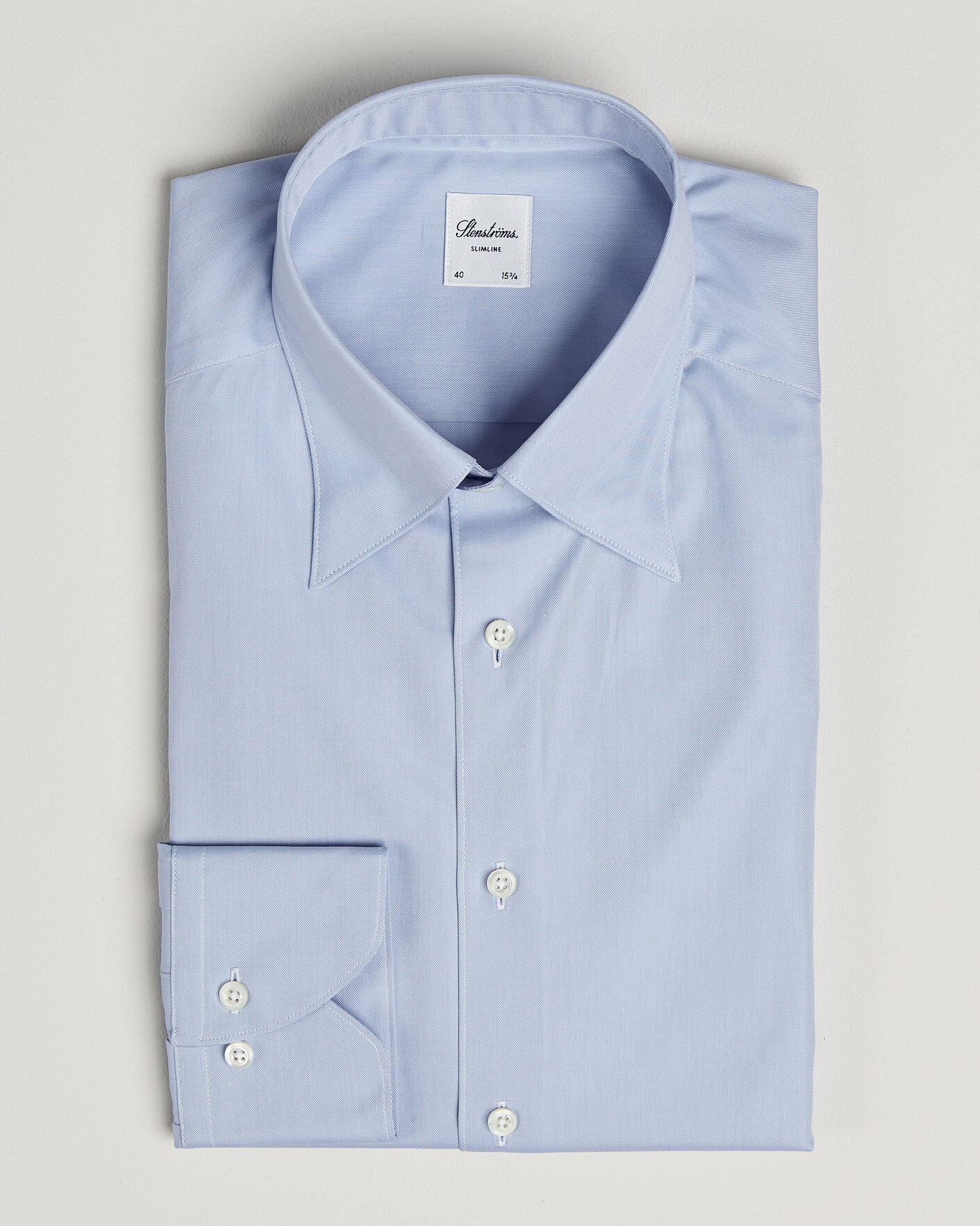 Herre | Skjorter | Stenströms | Slimline Twofold Cotton Button Under Shirt Blue