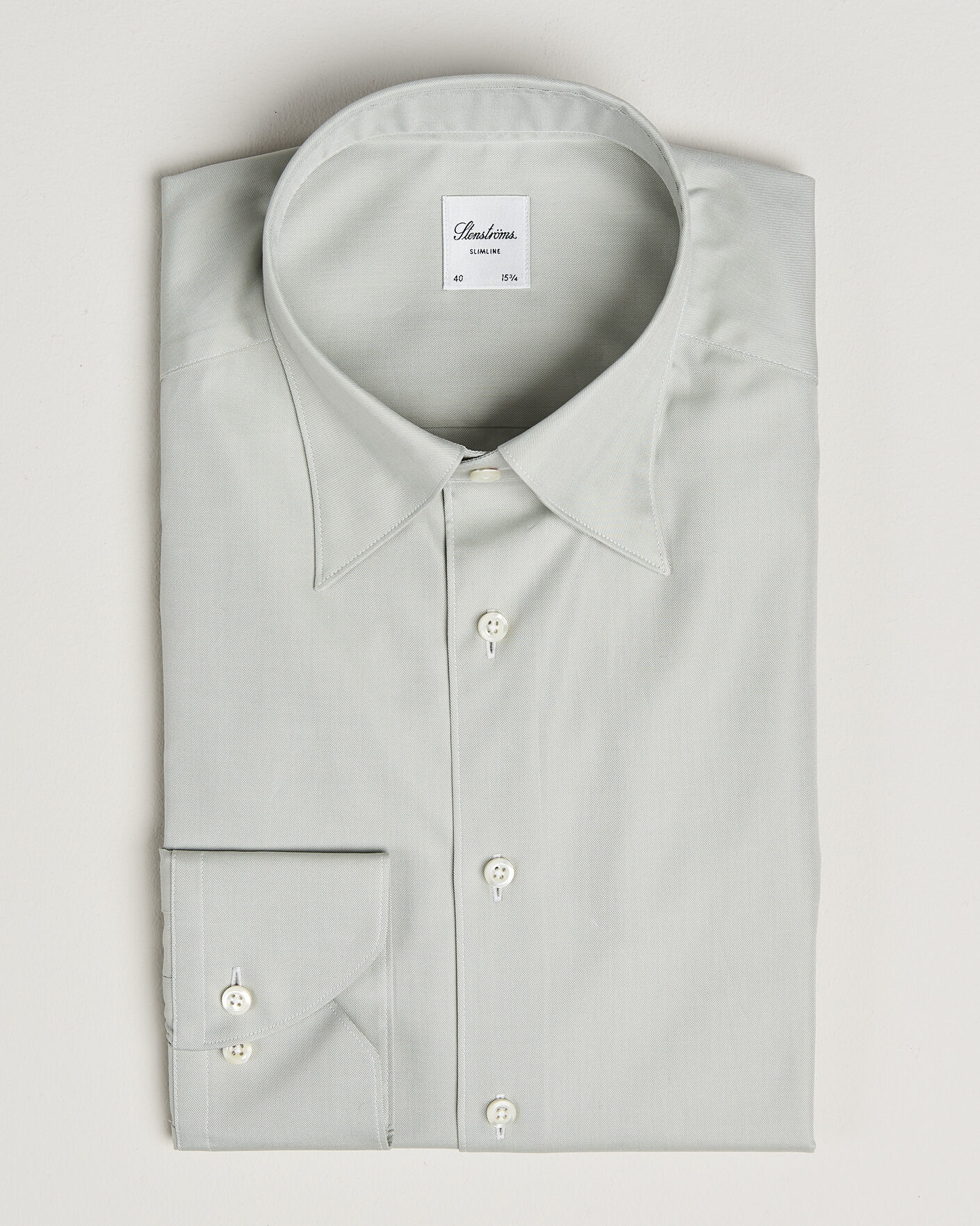 Herre | Skjorter | Stenströms | Slimline Twofold Cotton Button Under Shirt Green