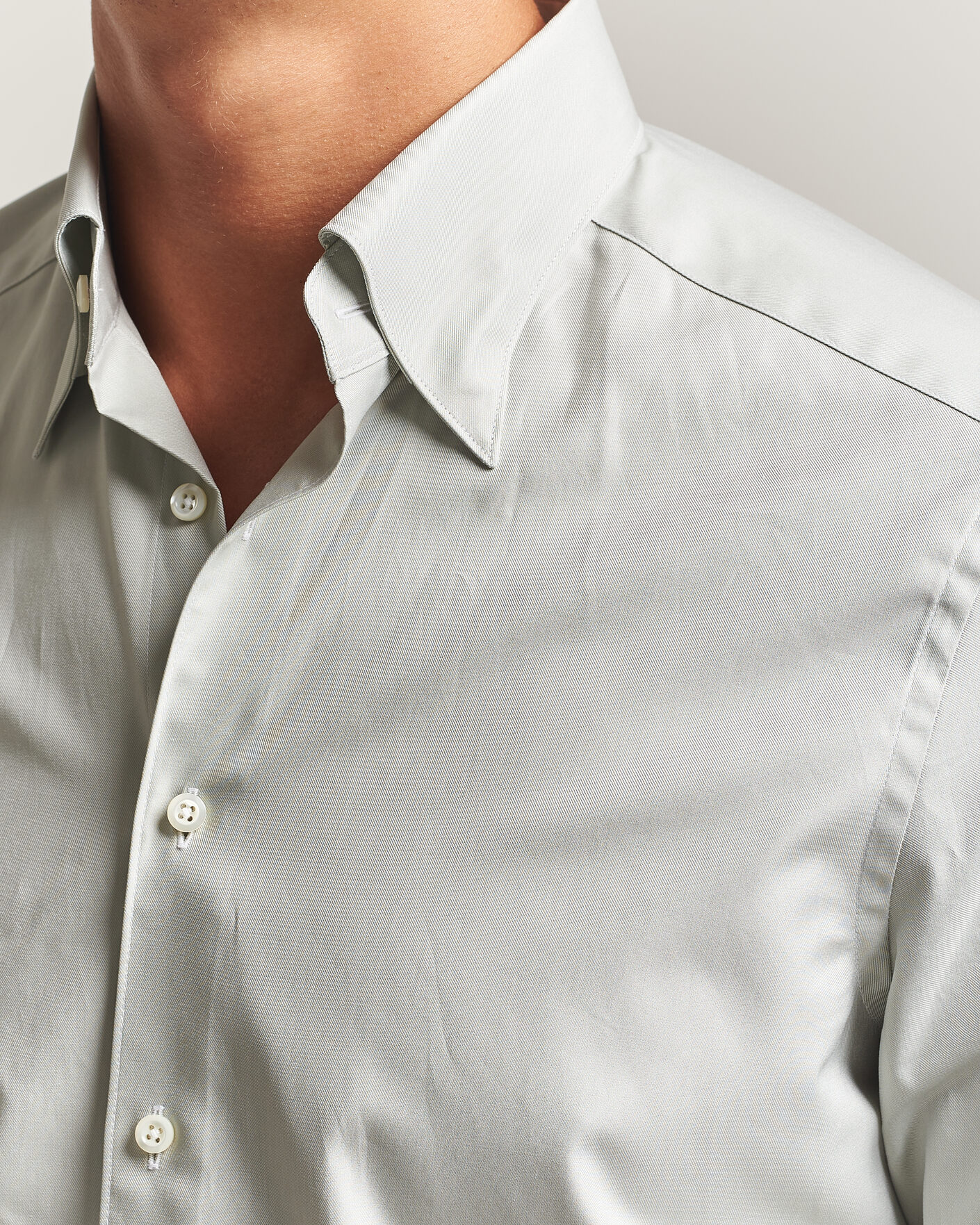 Herre | Skjorter | Stenströms | Slimline Twofold Cotton Button Under Shirt Green
