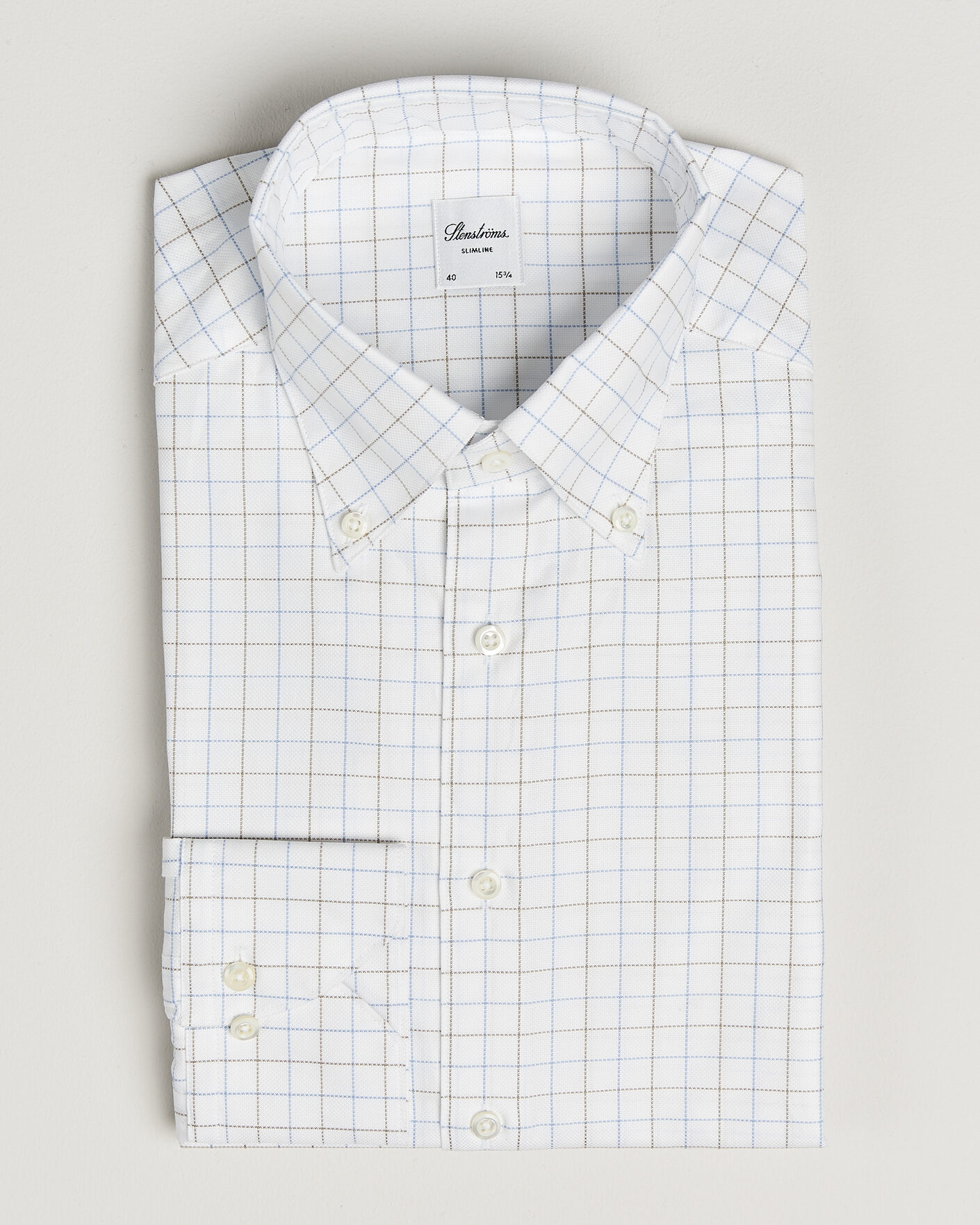 Herre | Skjorter | Stenströms | Slimline Oxford Tattersall Shirt White