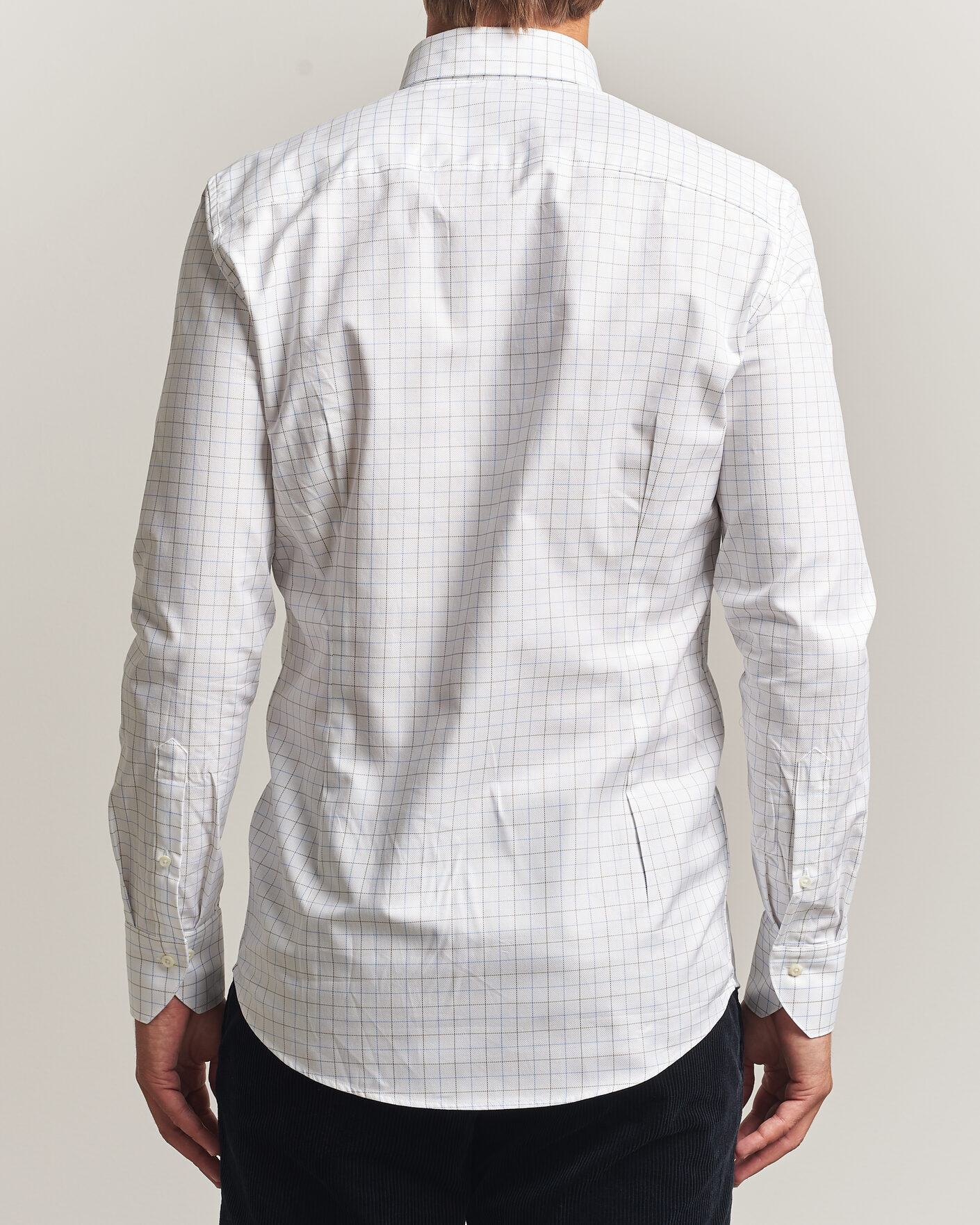 Herre | Skjorter | Stenströms | Slimline Oxford Tattersall Shirt White