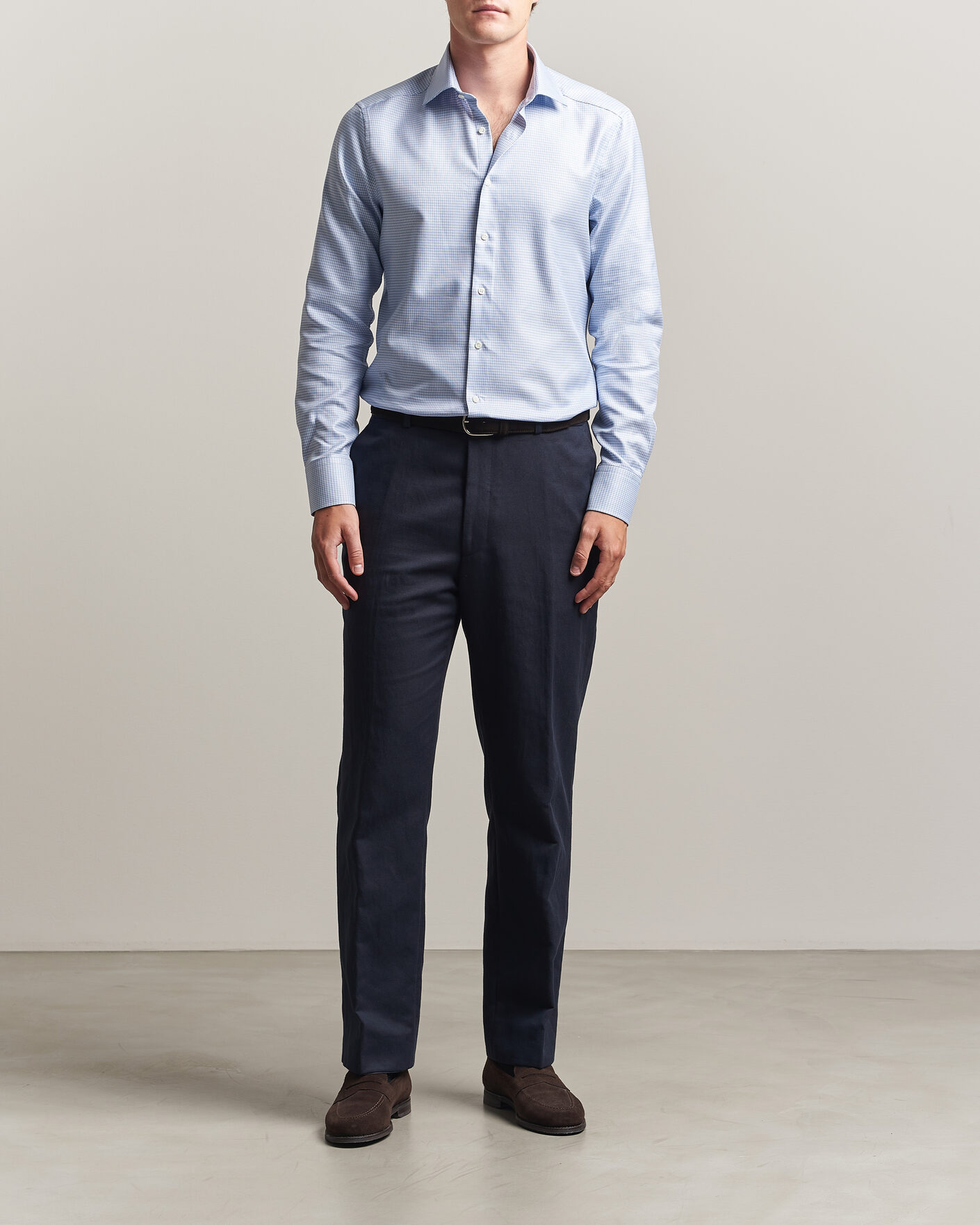 Herre | Skjorter | Stenströms | Slimline Twofold Houndstooth Shirt Blue
