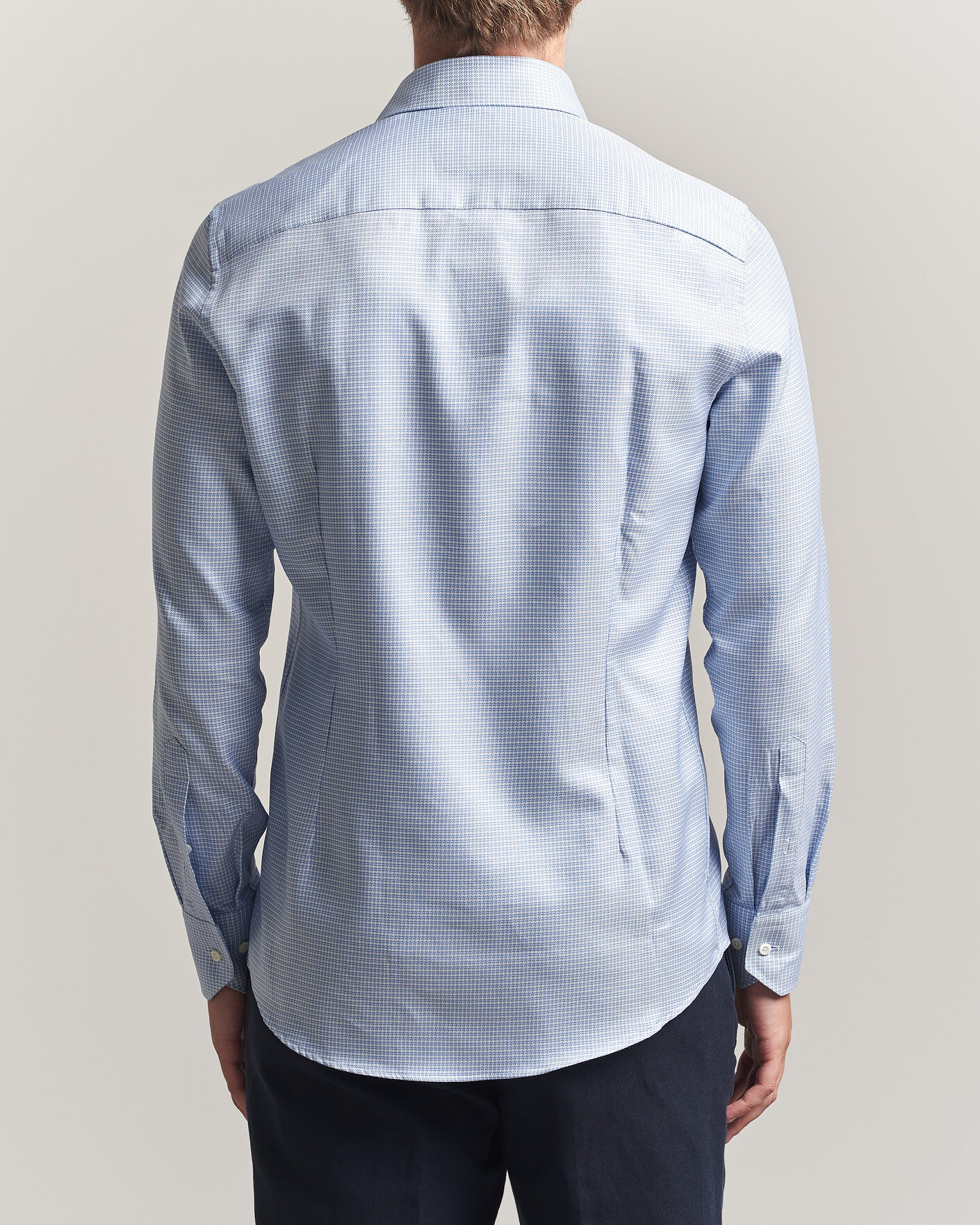 Herre | Skjorter | Stenströms | Slimline Twofold Houndstooth Shirt Blue