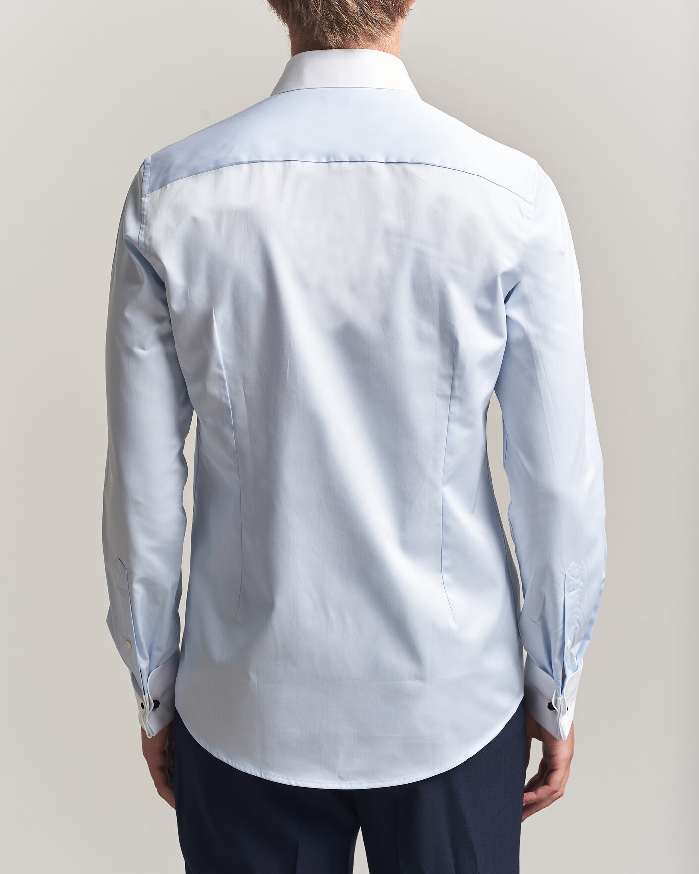 Herre | Skjorter | Stenströms | Slimline White Collar Whinchester Shirt Blue
