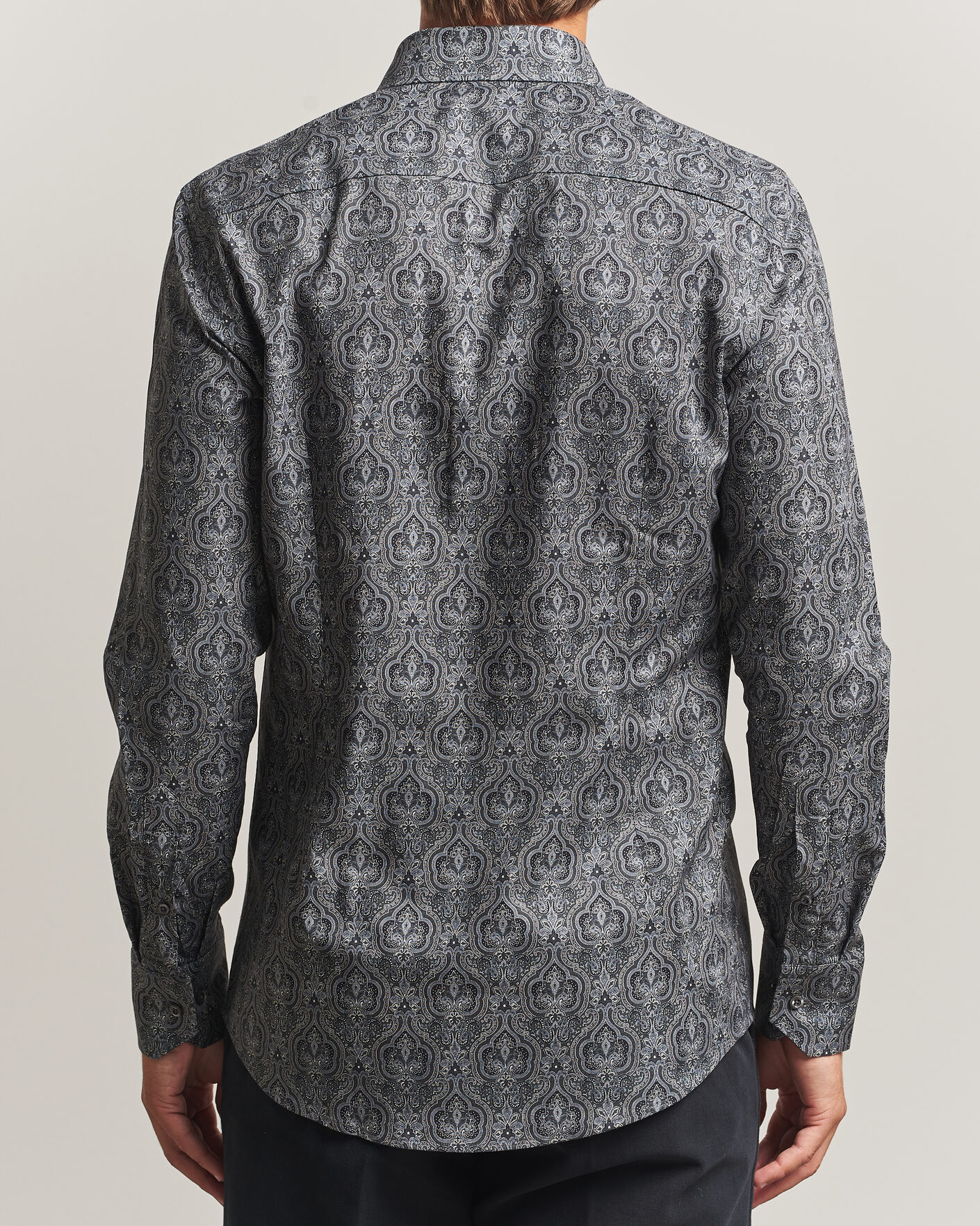 Herre | Skjorter | Stenströms | Slimline Paisley Print Cut Away Shirt Grey