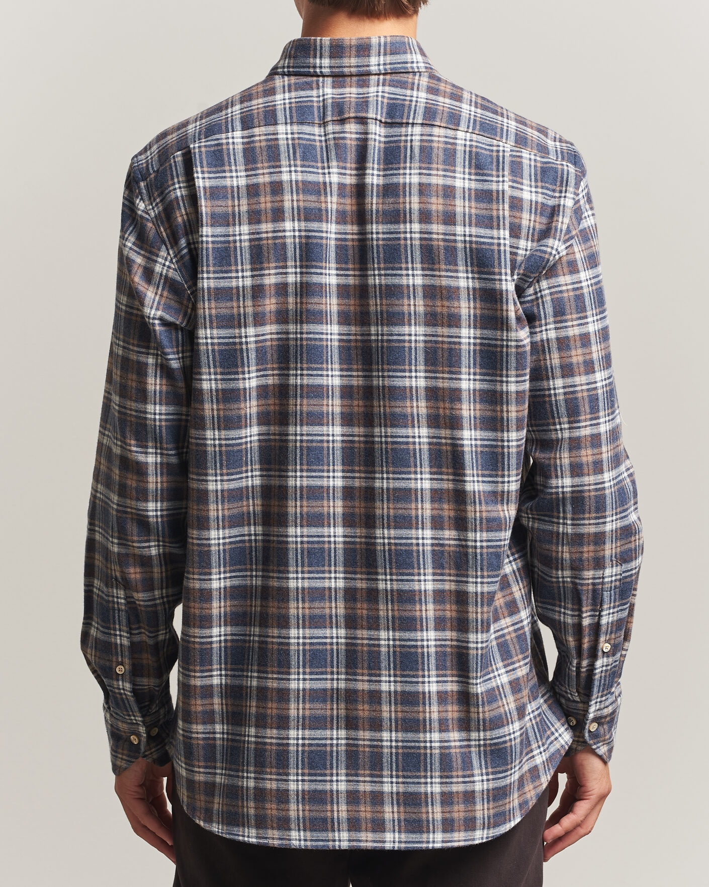 Herre | Skjorter | Stenströms | Regular Fit Check Cut Away Flannel Shirt Navy