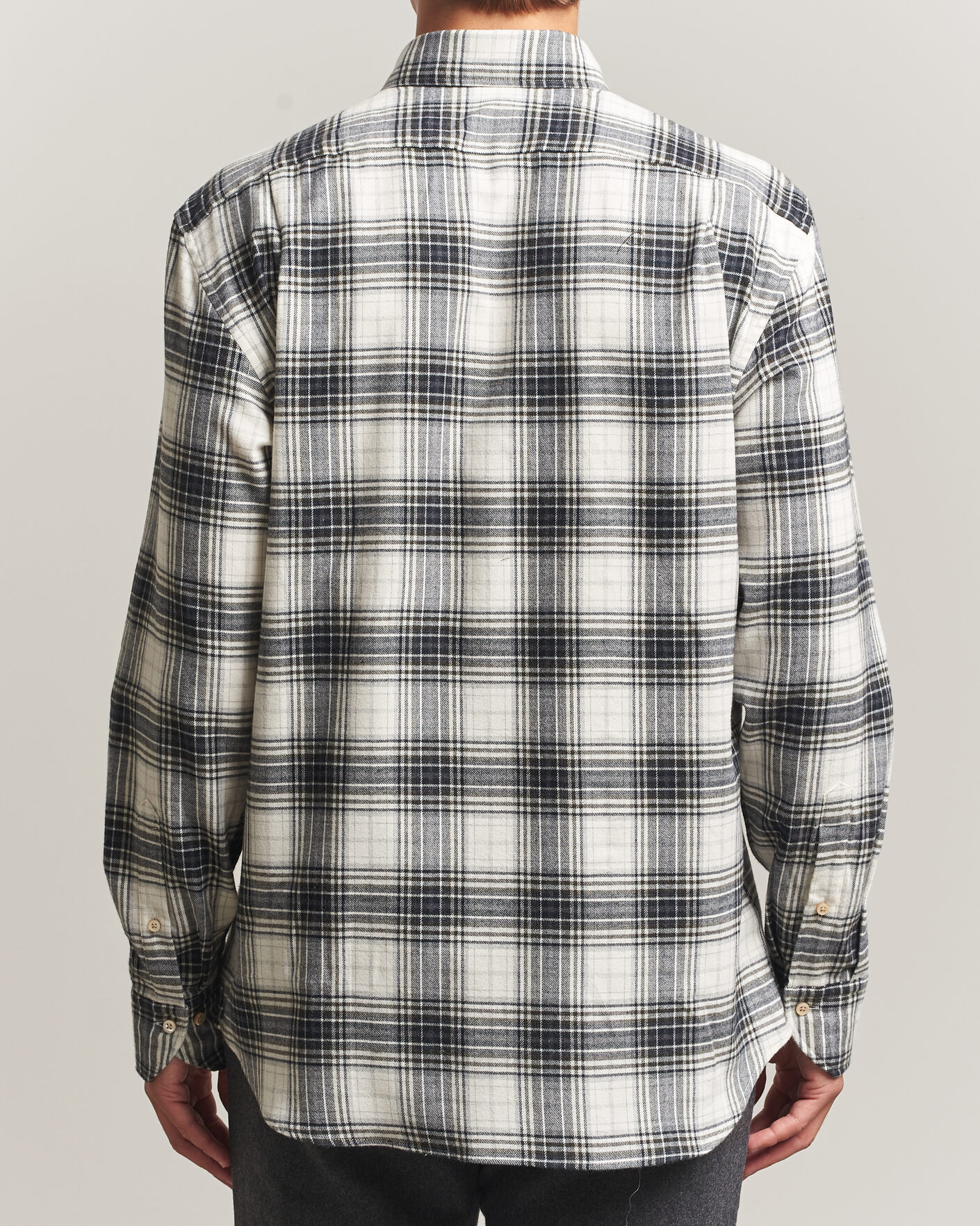 Herre | Skjorter | Stenströms | Regular Fit Check Button Down Flannel Shirt Grey
