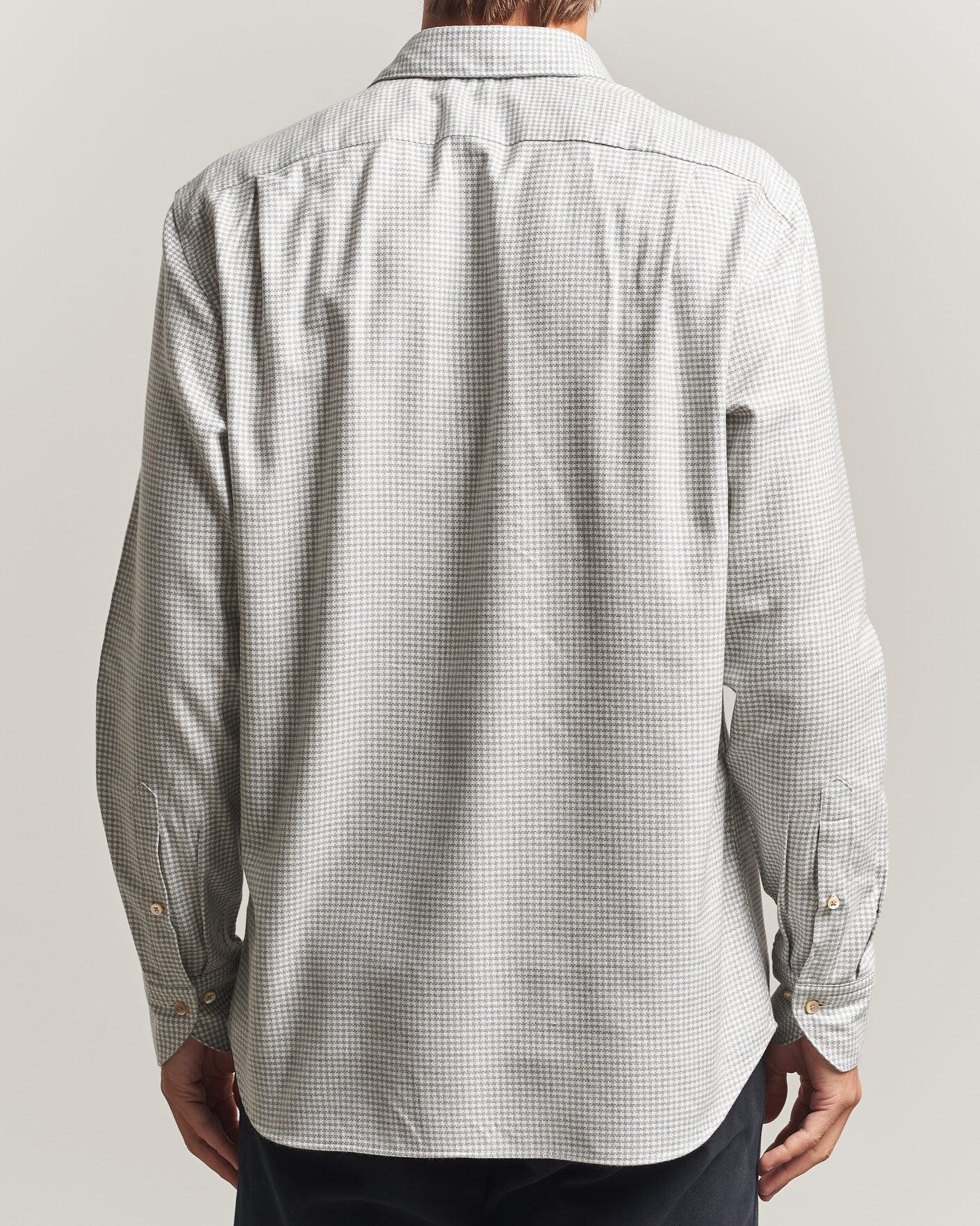 Herre | Skjorter | Stenströms | Regular Fit Houndstooth Flannel Shirt Grey