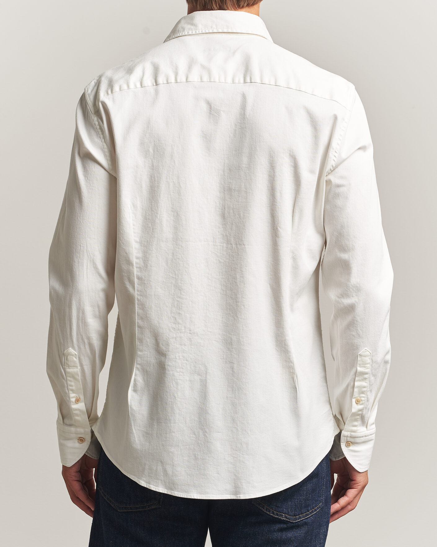 Herre | Skjorter | Stenströms | Slimline Garment Washed Shirt Off White Denim