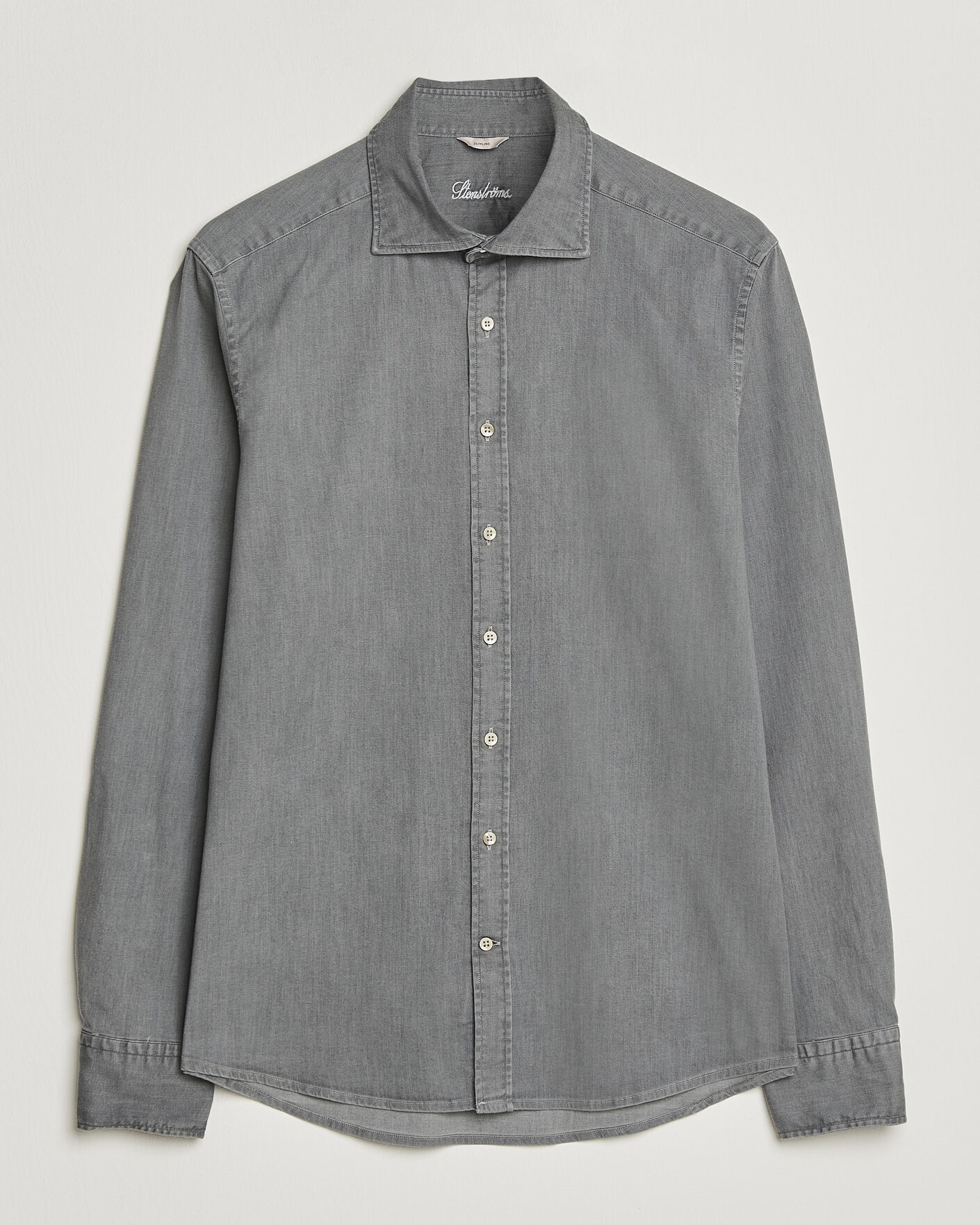 Herre | Skjorter | Stenströms | Slimline Garment Washed Shirt Grey Denim