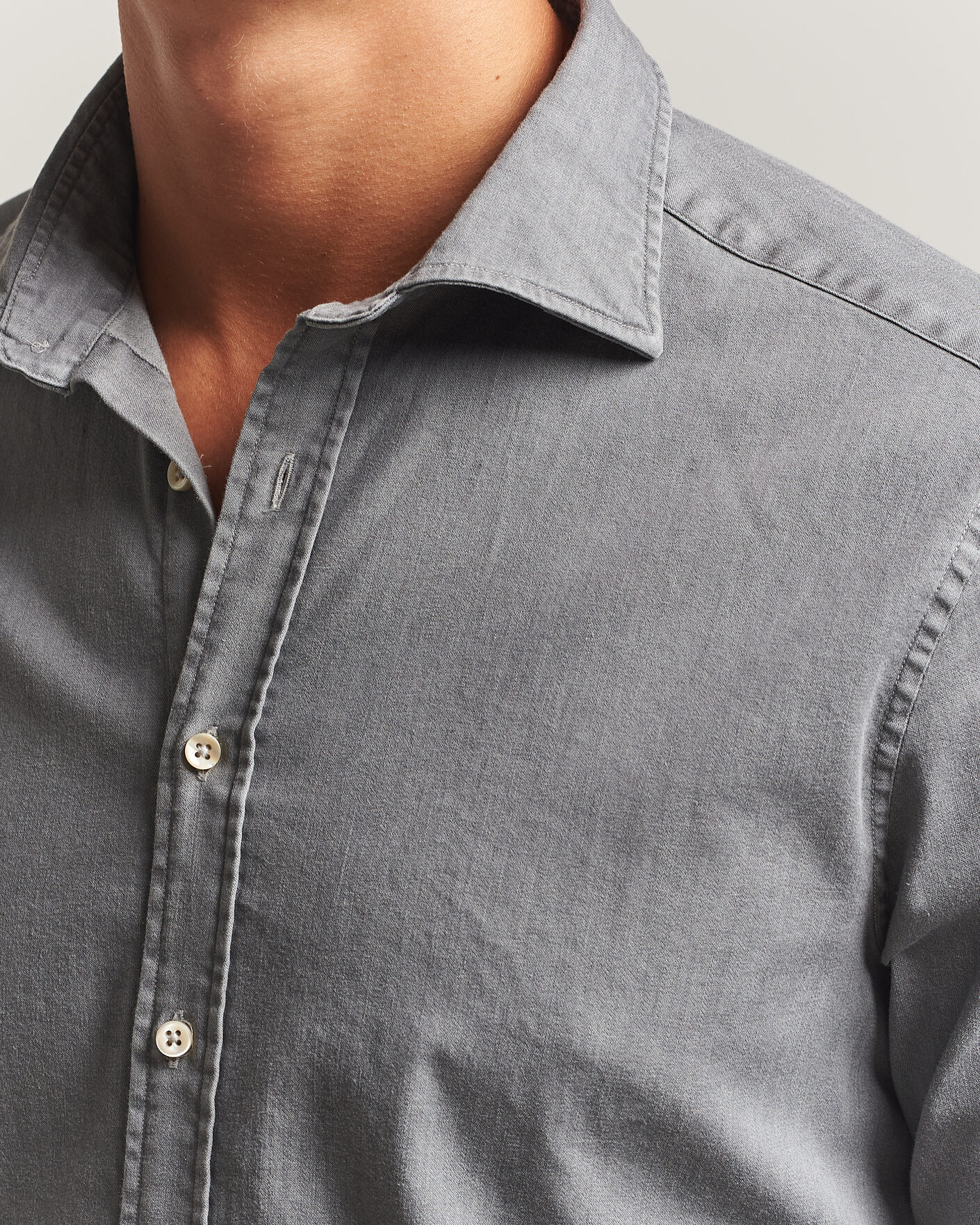 Herre | Skjorter | Stenströms | Slimline Garment Washed Shirt Grey Denim