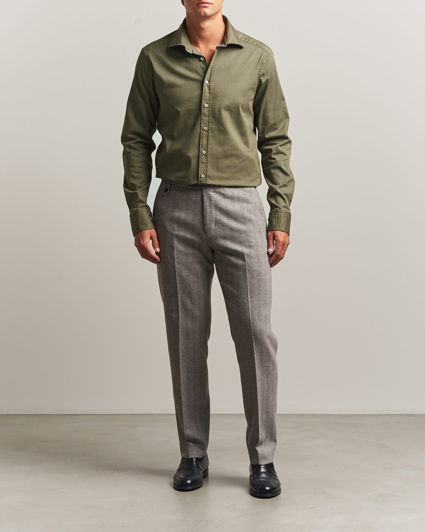 Herre | Skjorter | Stenströms | Slimline Garment Washed Shirt Green Denim