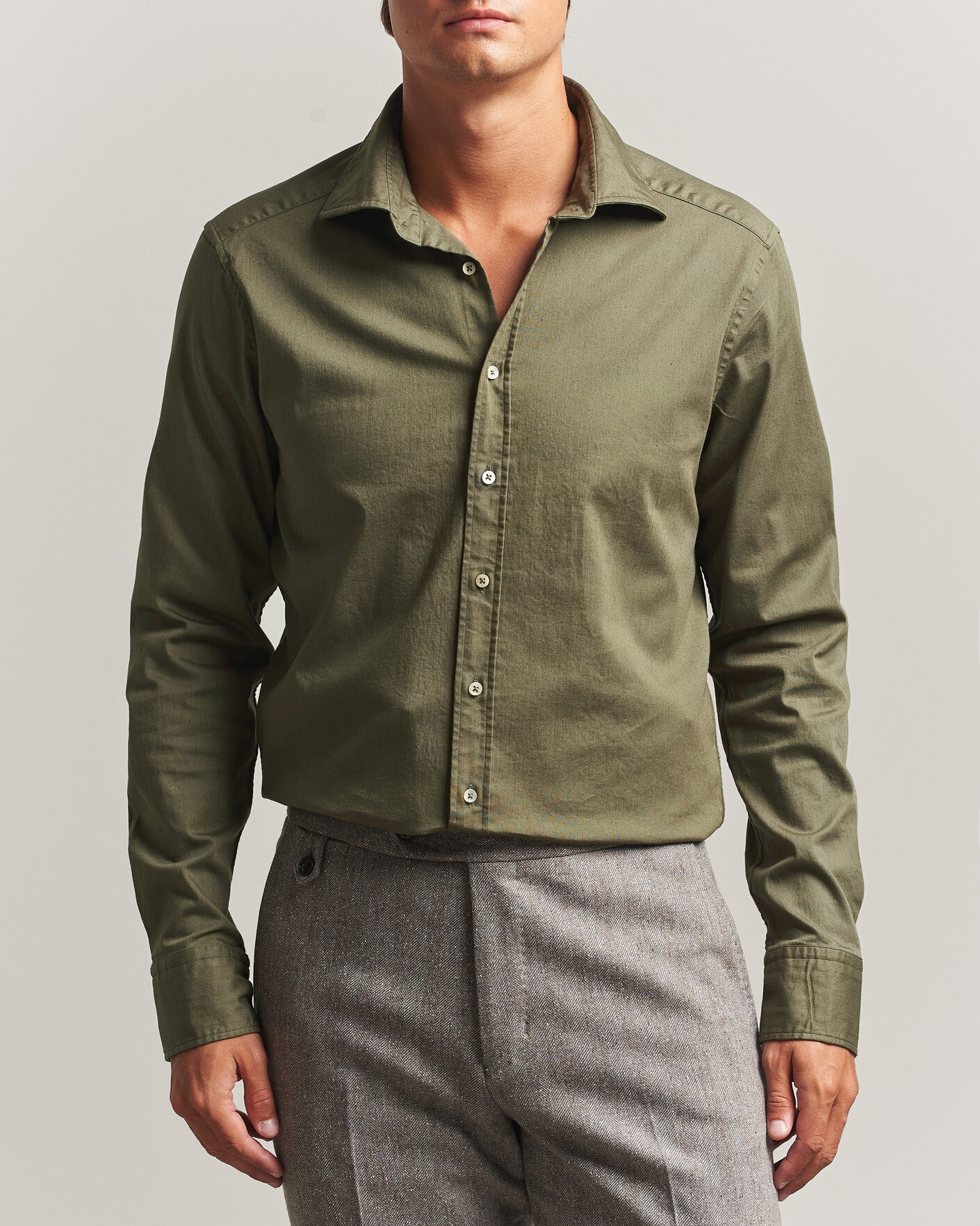 Herre | Skjorter | Stenströms | Slimline Garment Washed Shirt Green Denim