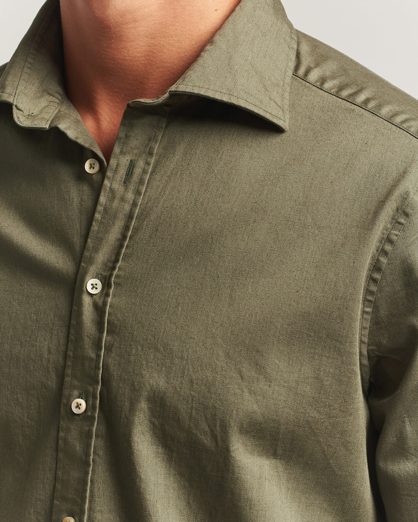 Herre | Skjorter | Stenströms | Slimline Garment Washed Shirt Green Denim