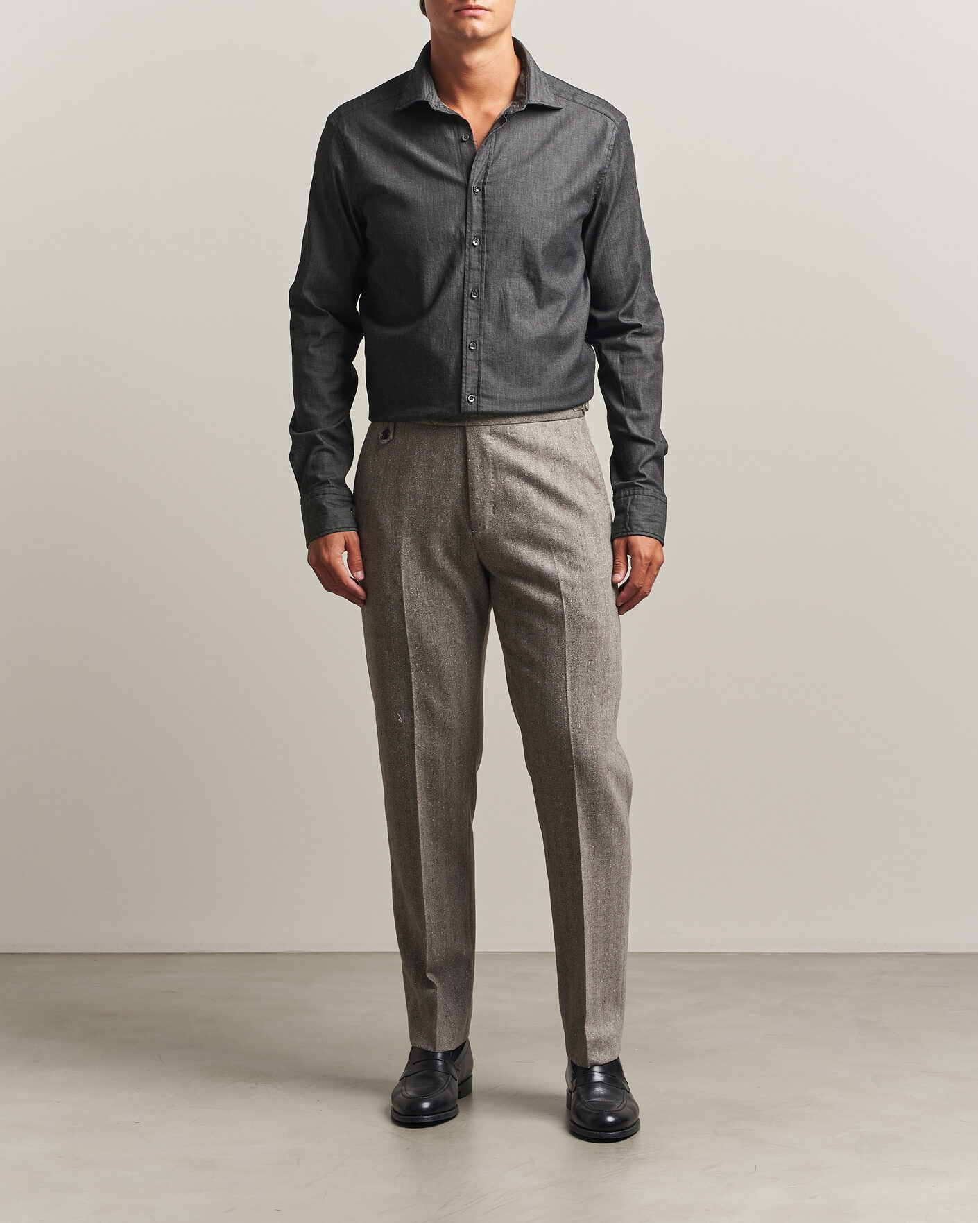 Herre | Skjorter | Stenströms | Slimline Garment Washed Shirt Black Denim