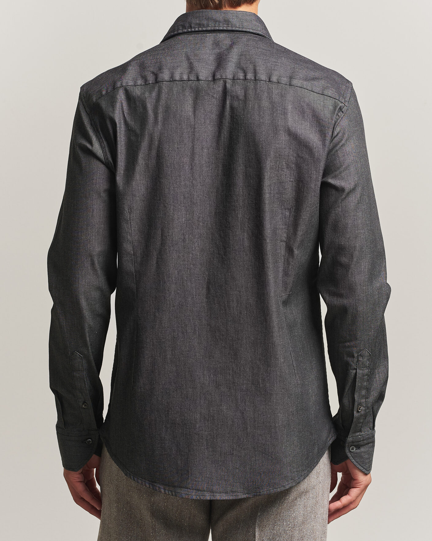 Herre | Skjorter | Stenströms | Slimline Garment Washed Shirt Black Denim