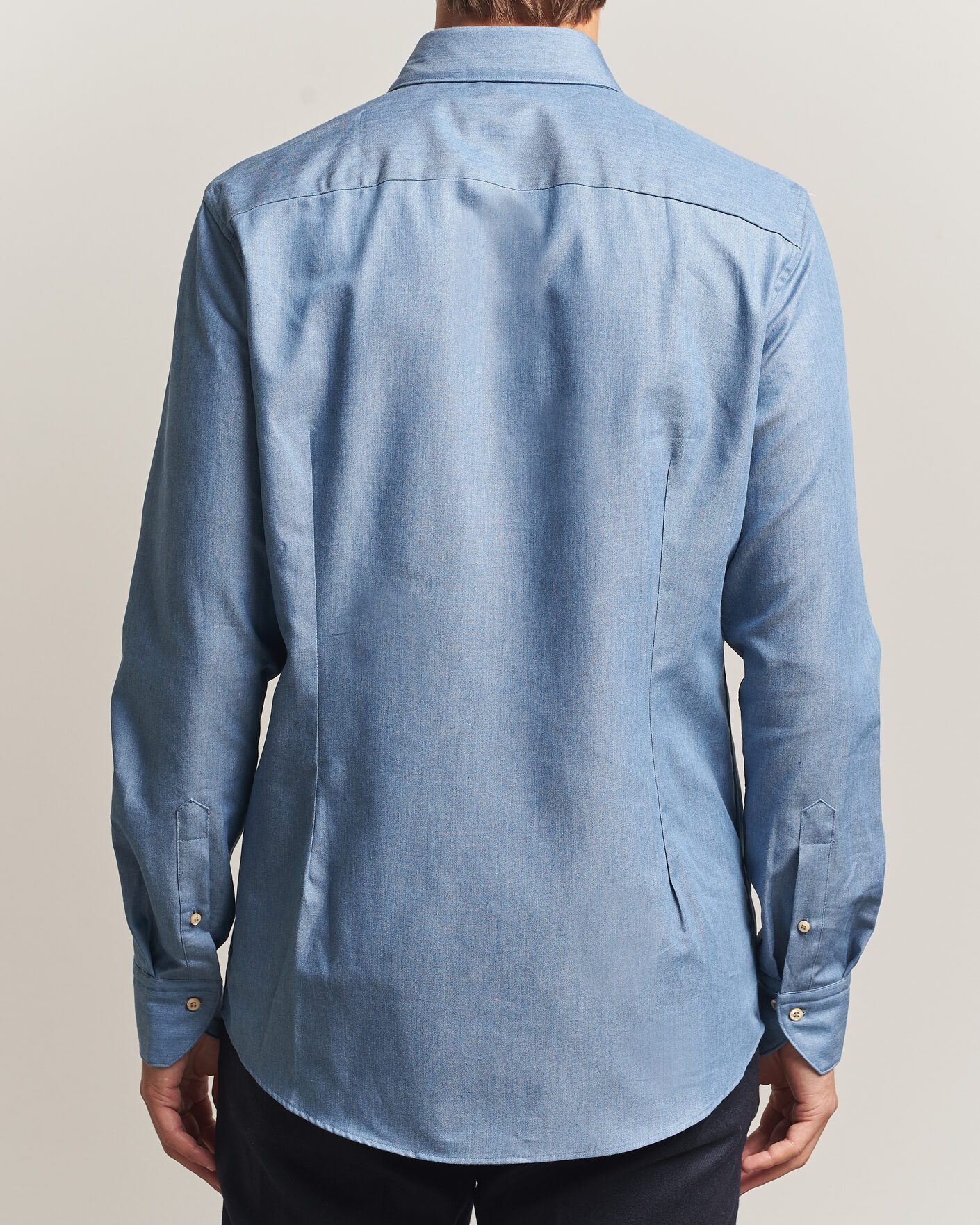 Herre | Skjorter | Stenströms | Slimline Cotton Twill Denim Shirt Blue