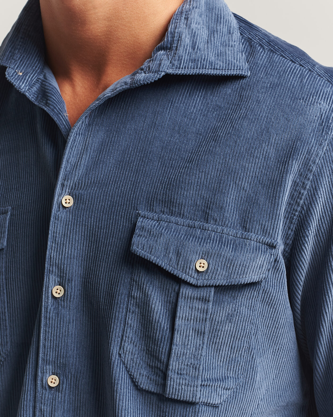 Herre | Skjorter | Stenströms | Regular Fit Cord Pocket Shirt Blue