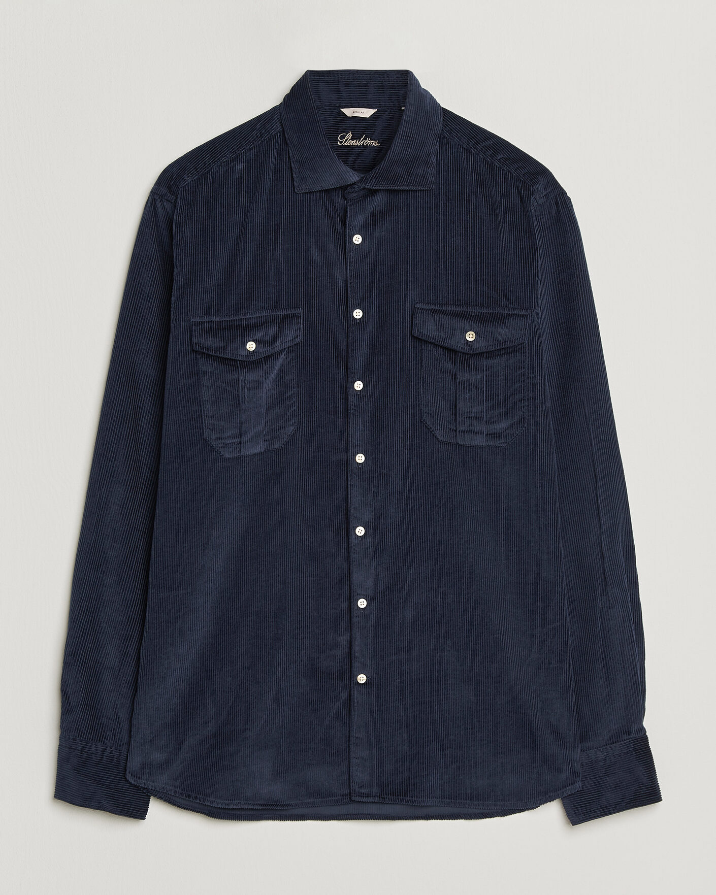 Herre | Skjorter | Stenströms | Regular Fit Cord Pocket Shirt Navy