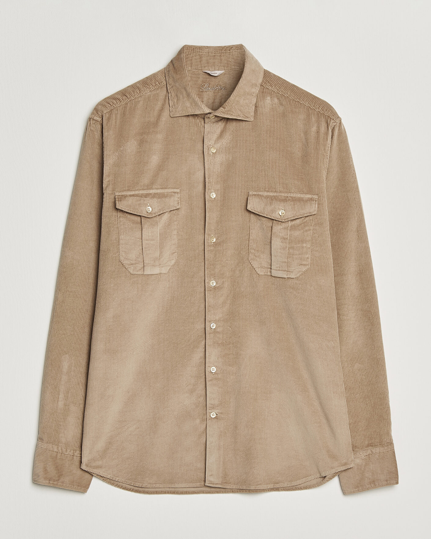 Herre | Skjorter | Stenströms | Regular Fit Cord Pocket Shirt Light Brown