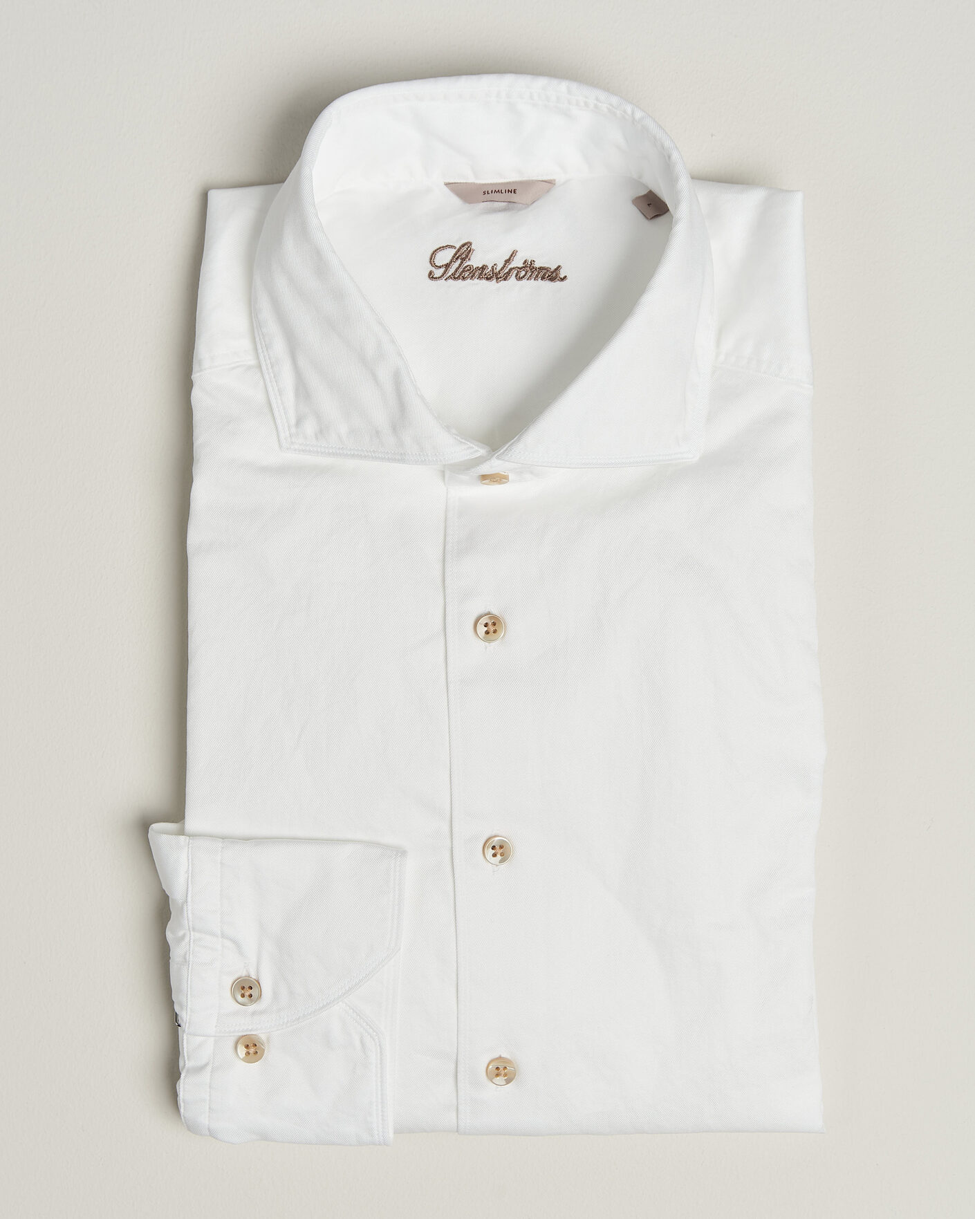 Herre | Skjorter | Stenströms | Slimline Washed Cotton Twill Cut Away Shirt White