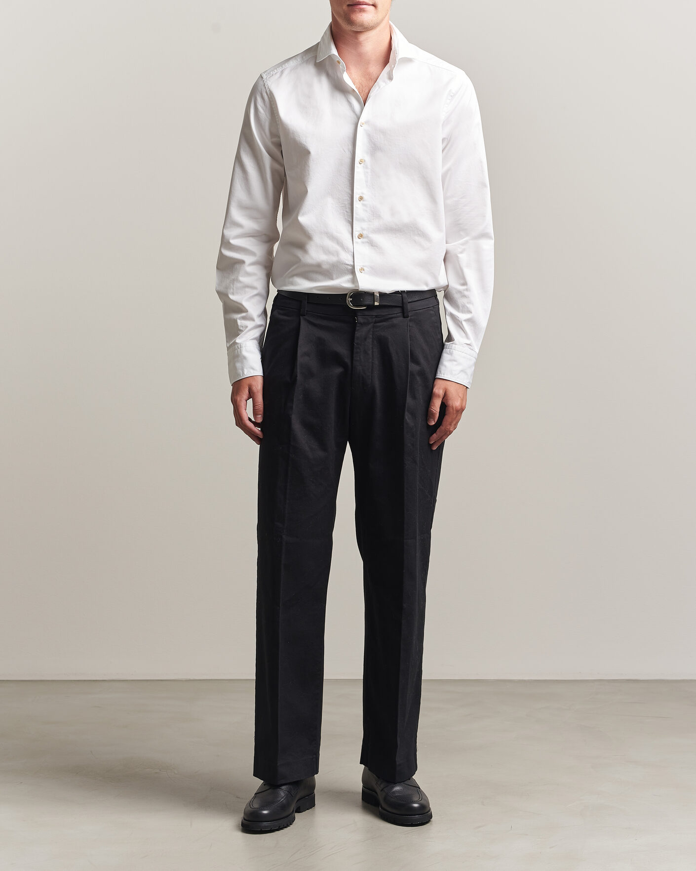 Herre | Skjorter | Stenströms | Slimline Washed Cotton Twill Cut Away Shirt White