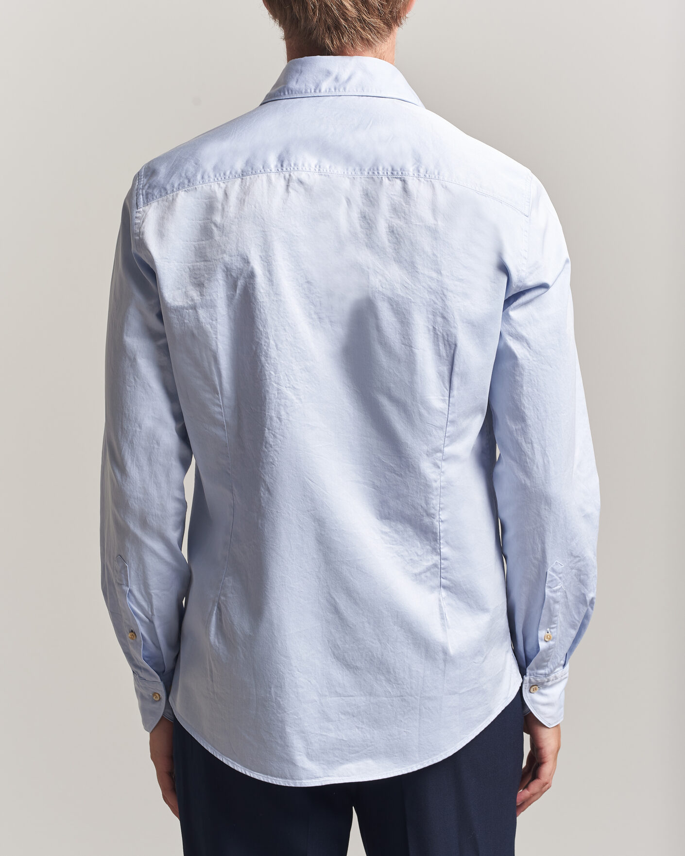 Herre | Skjorter | Stenströms | Slimline Washed Cotton Twill Cut Away Shirt Blue