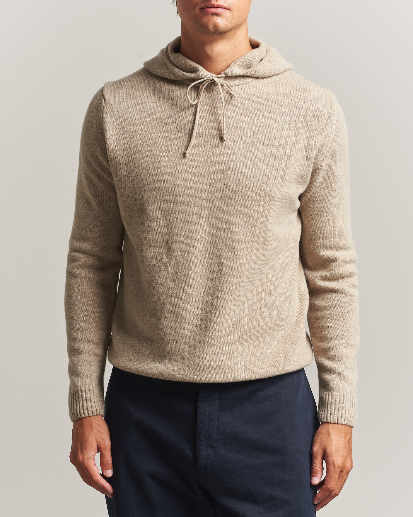 Herre | Gensere | Stenströms | Brushed Merino Hood Beige