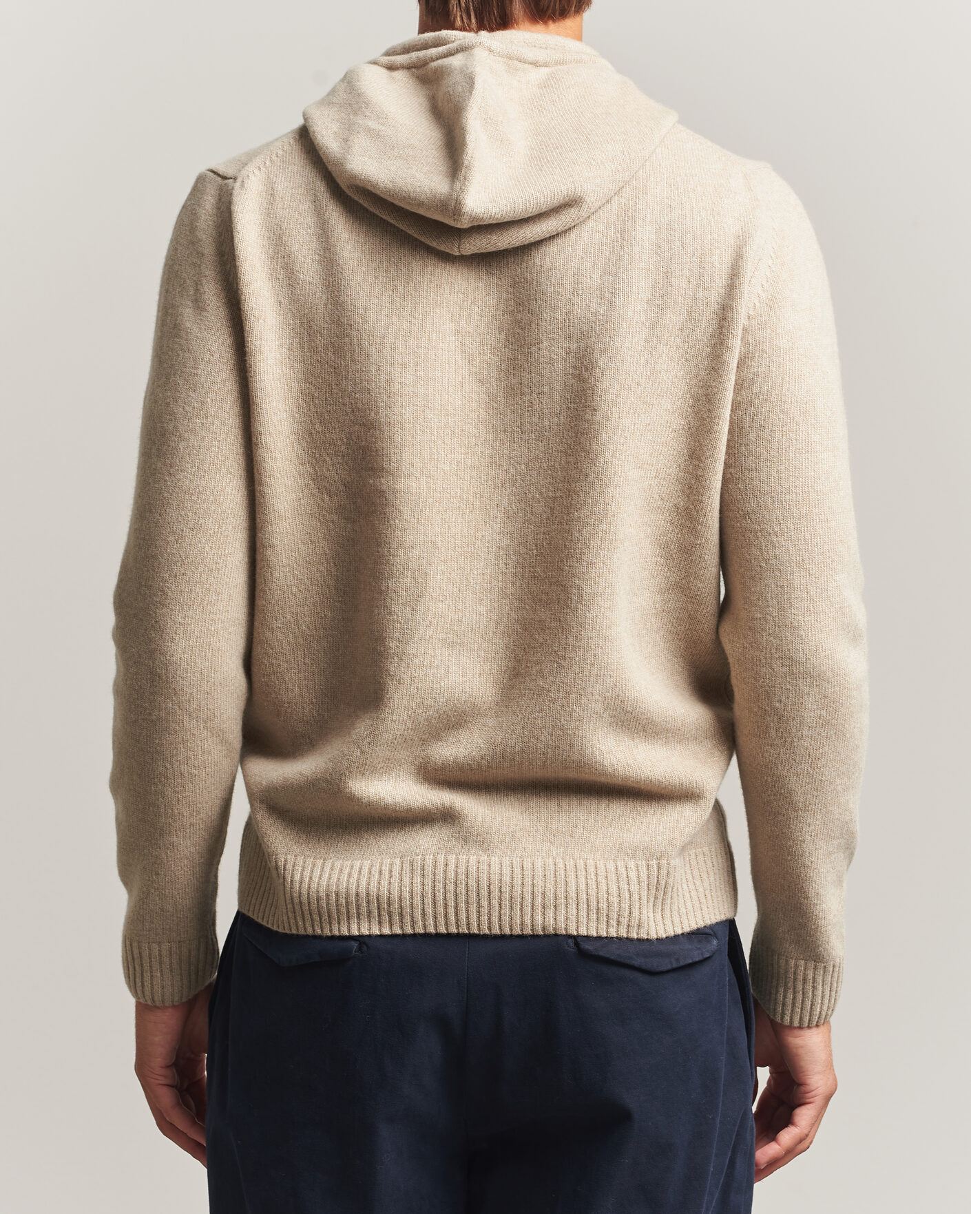 Herre | Gensere | Stenströms | Brushed Merino Hood Beige