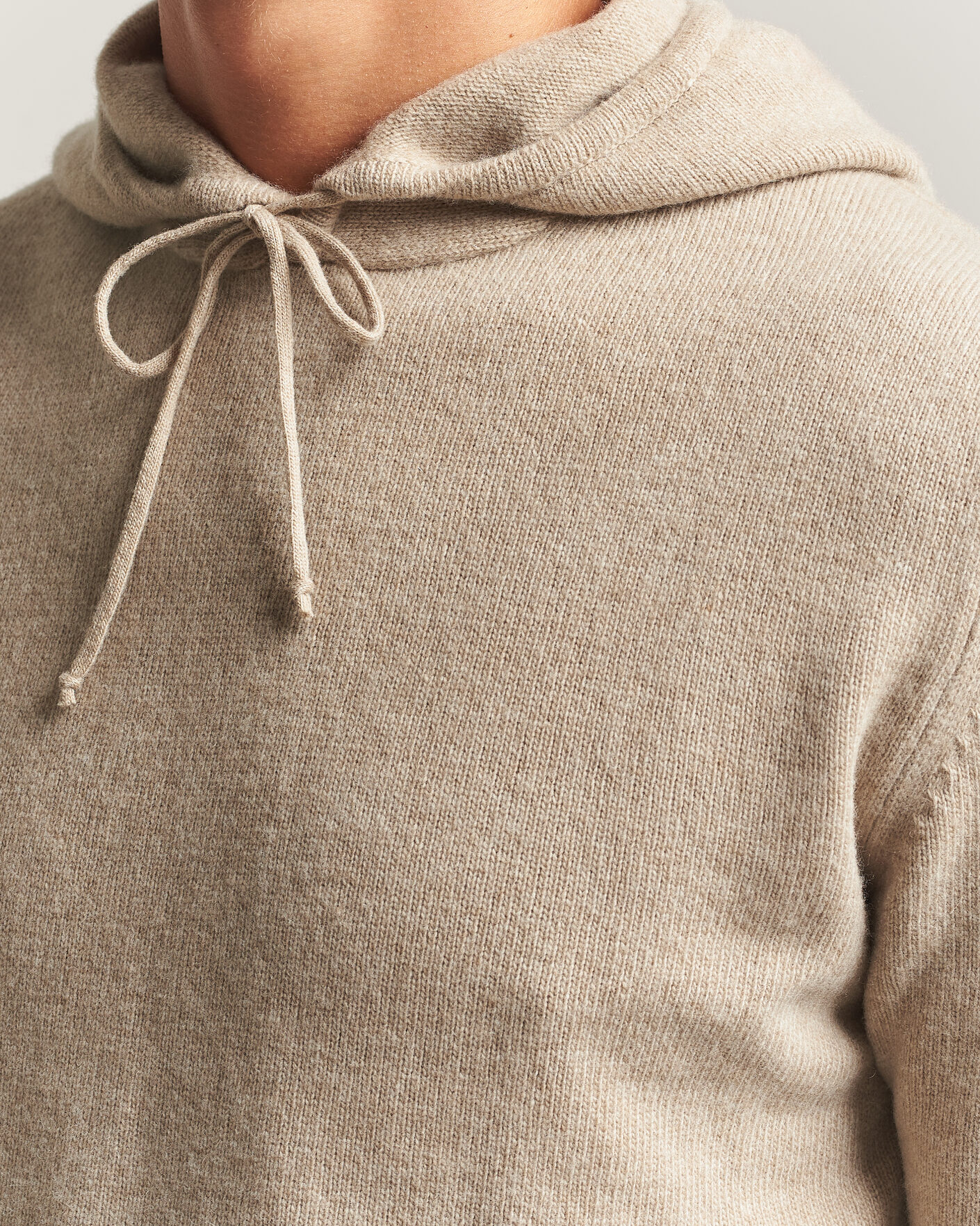 Herre | Gensere | Stenströms | Brushed Merino Hood Beige