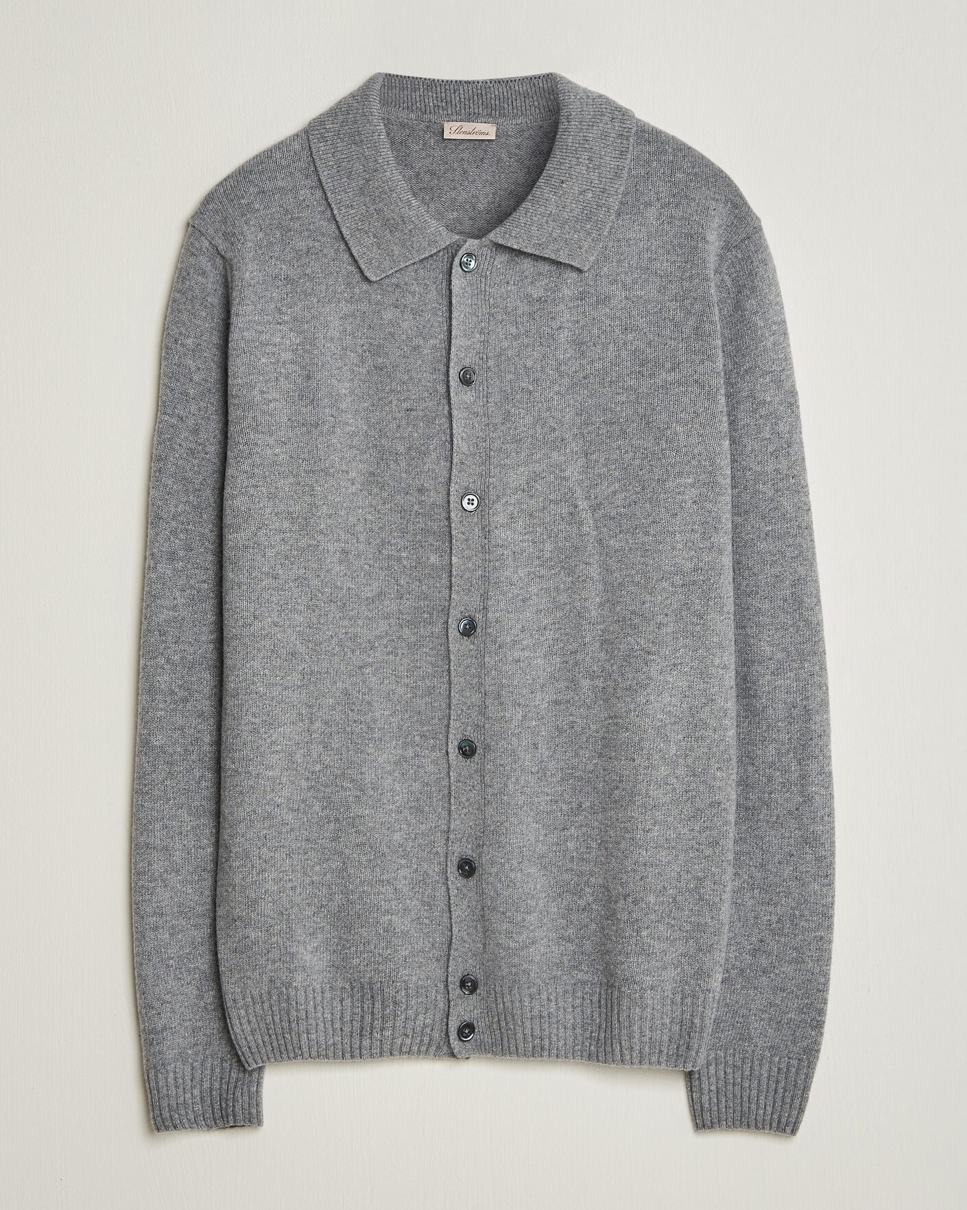 Herre | Gensere | Stenströms | Brushed Merino Polo Cardigan Grey