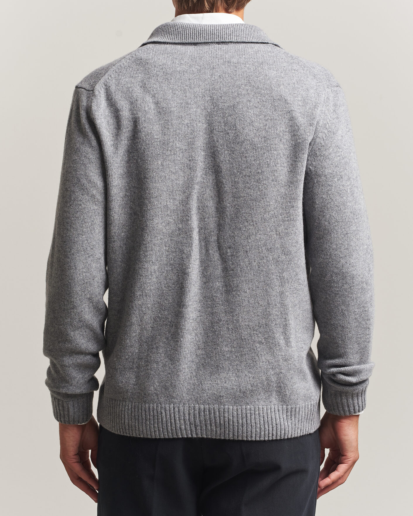 Herre | Gensere | Stenströms | Brushed Merino Polo Cardigan Grey