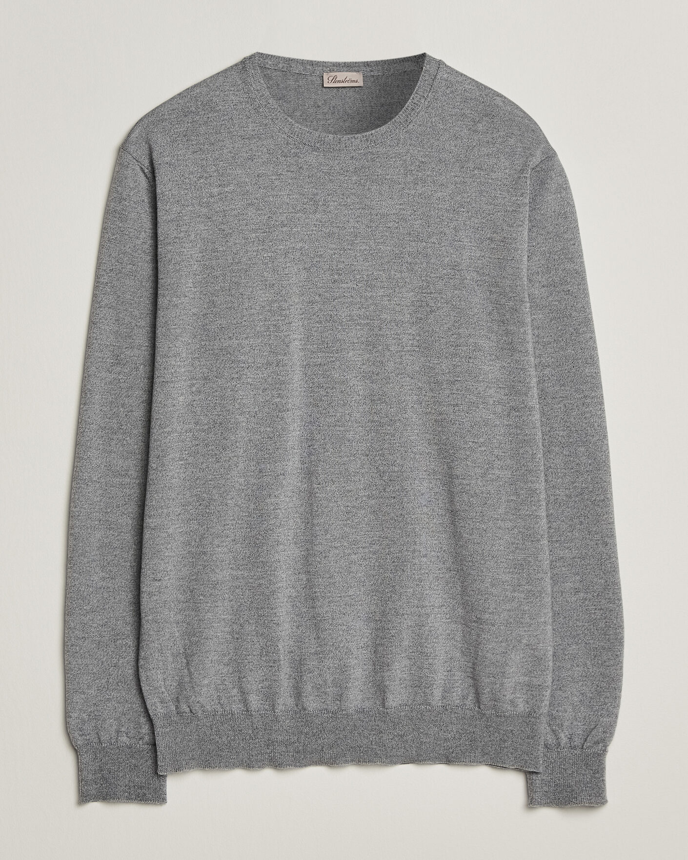 Herre | Gensere | Stenströms | Merino Crew Neck Grey Mouline
