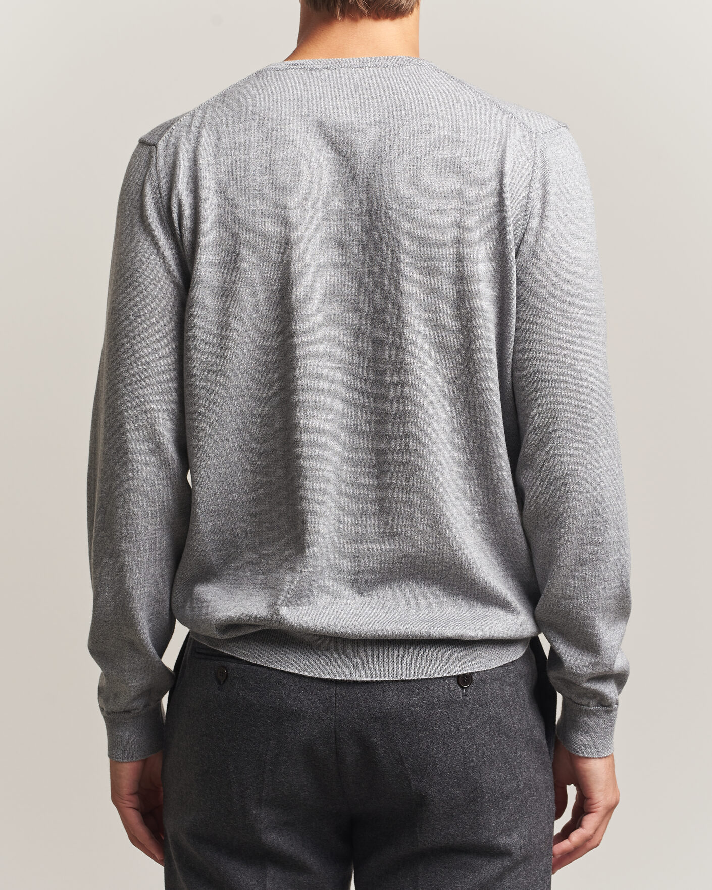 Herre | Gensere | Stenströms | Merino Crew Neck Grey Mouline