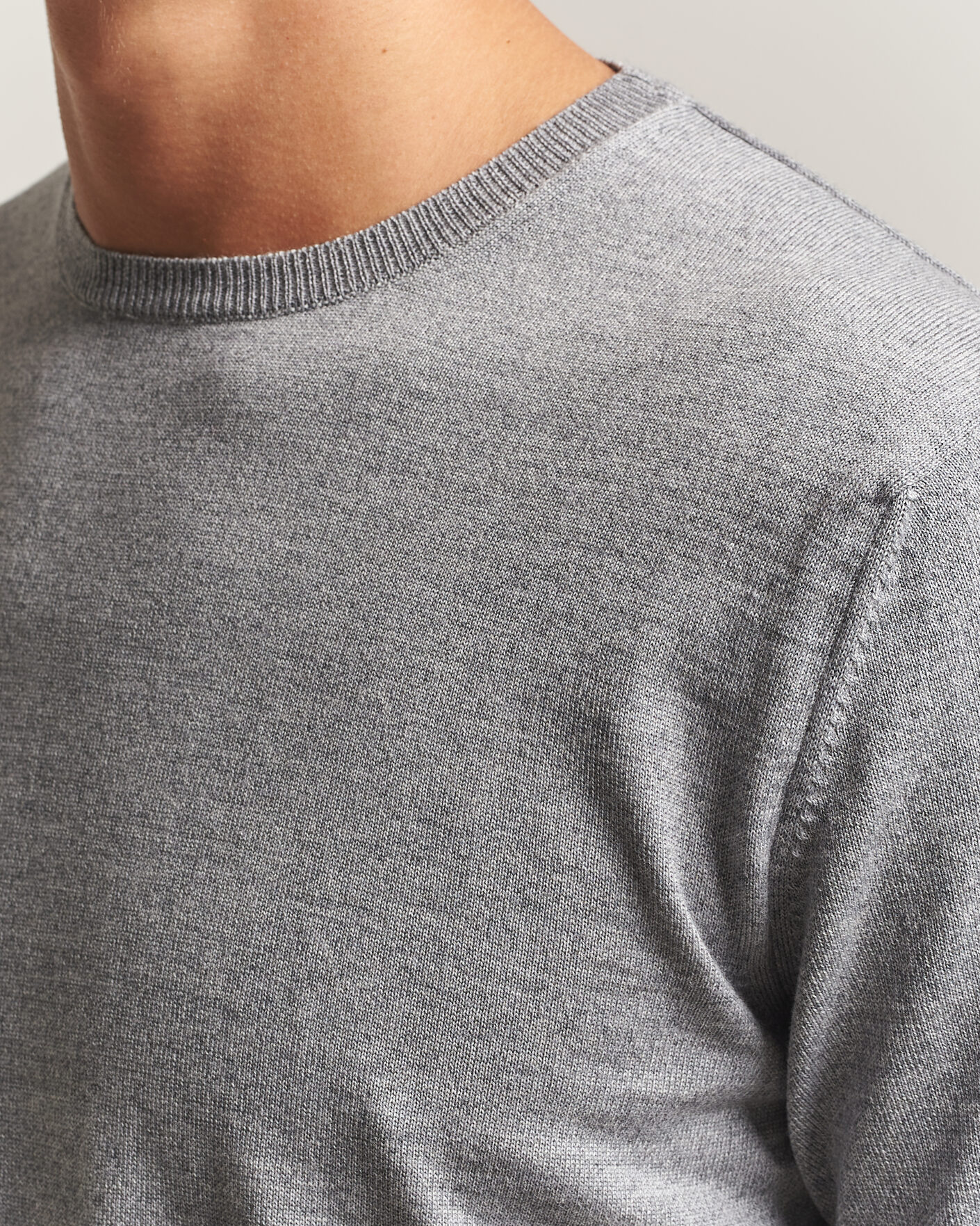 Herre | Gensere | Stenströms | Merino Crew Neck Grey Mouline
