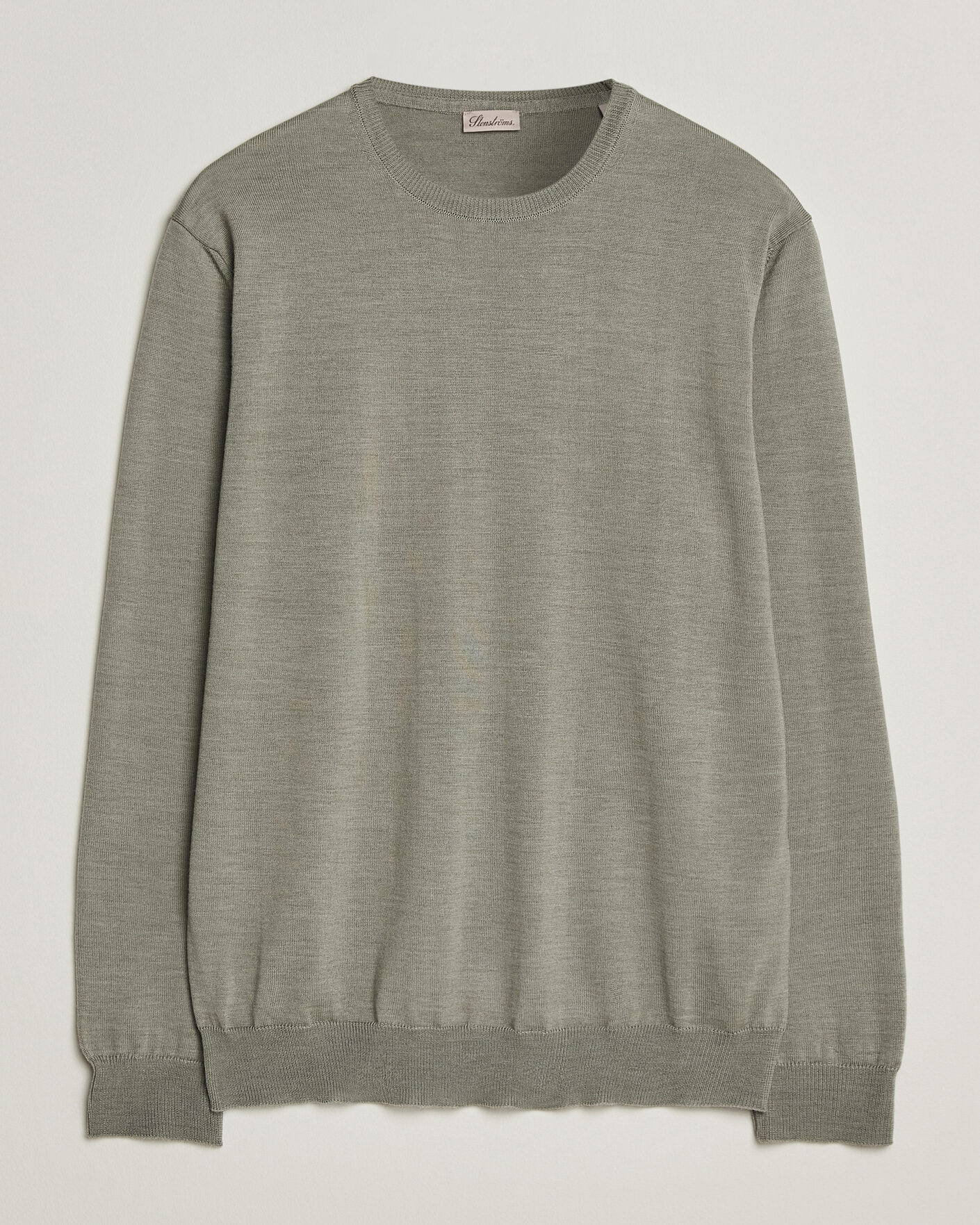 Herre | Gensere | Stenströms | Merino Crew Neck Green/Grey