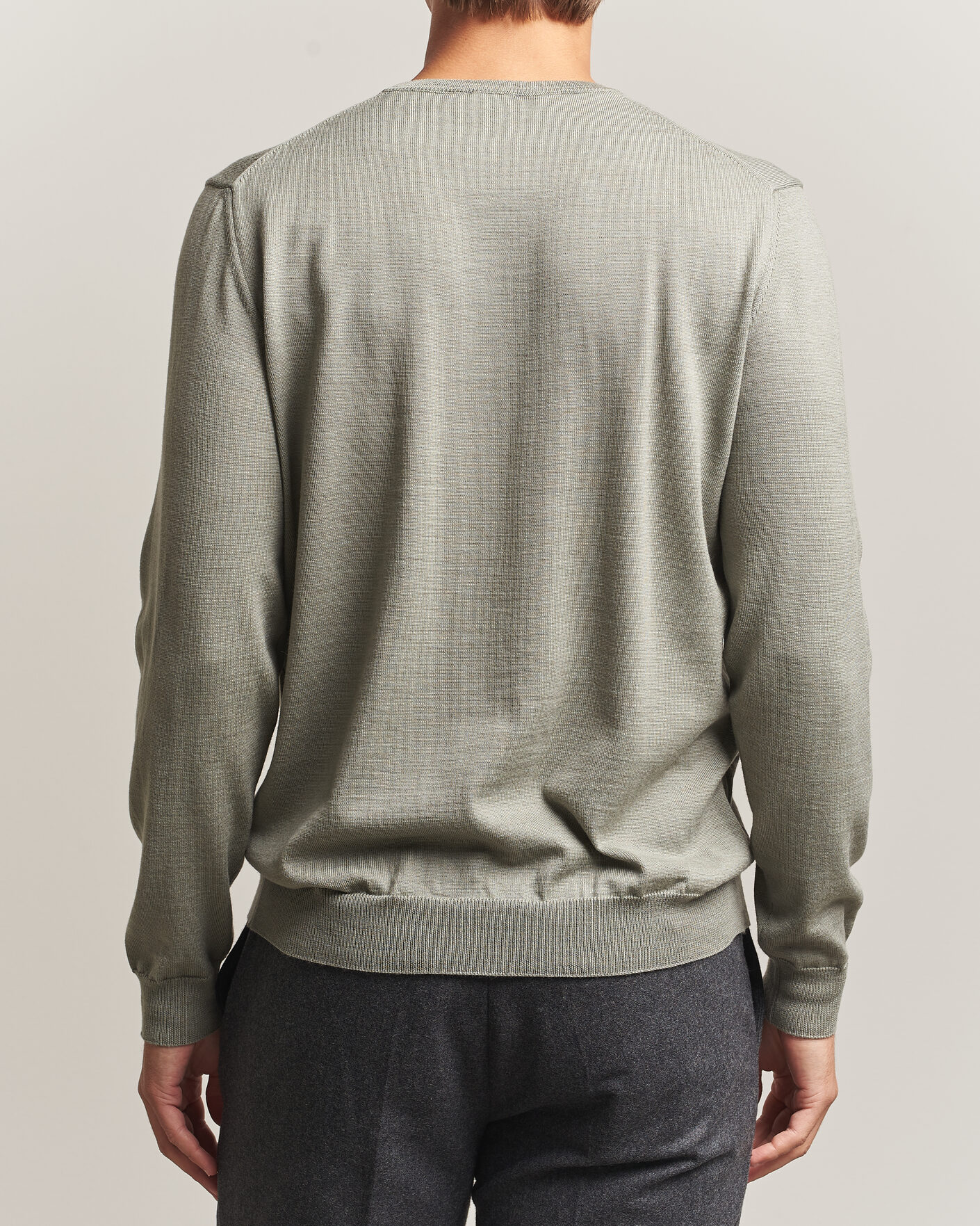 Herre | Gensere | Stenströms | Merino Crew Neck Green/Grey