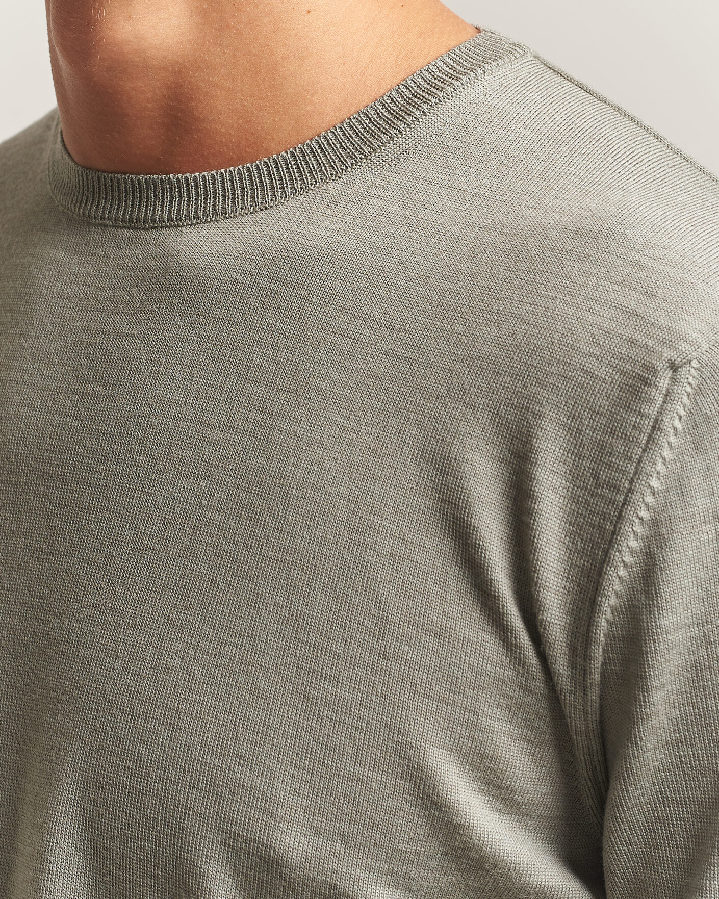 Herre | Gensere | Stenströms | Merino Crew Neck Green/Grey