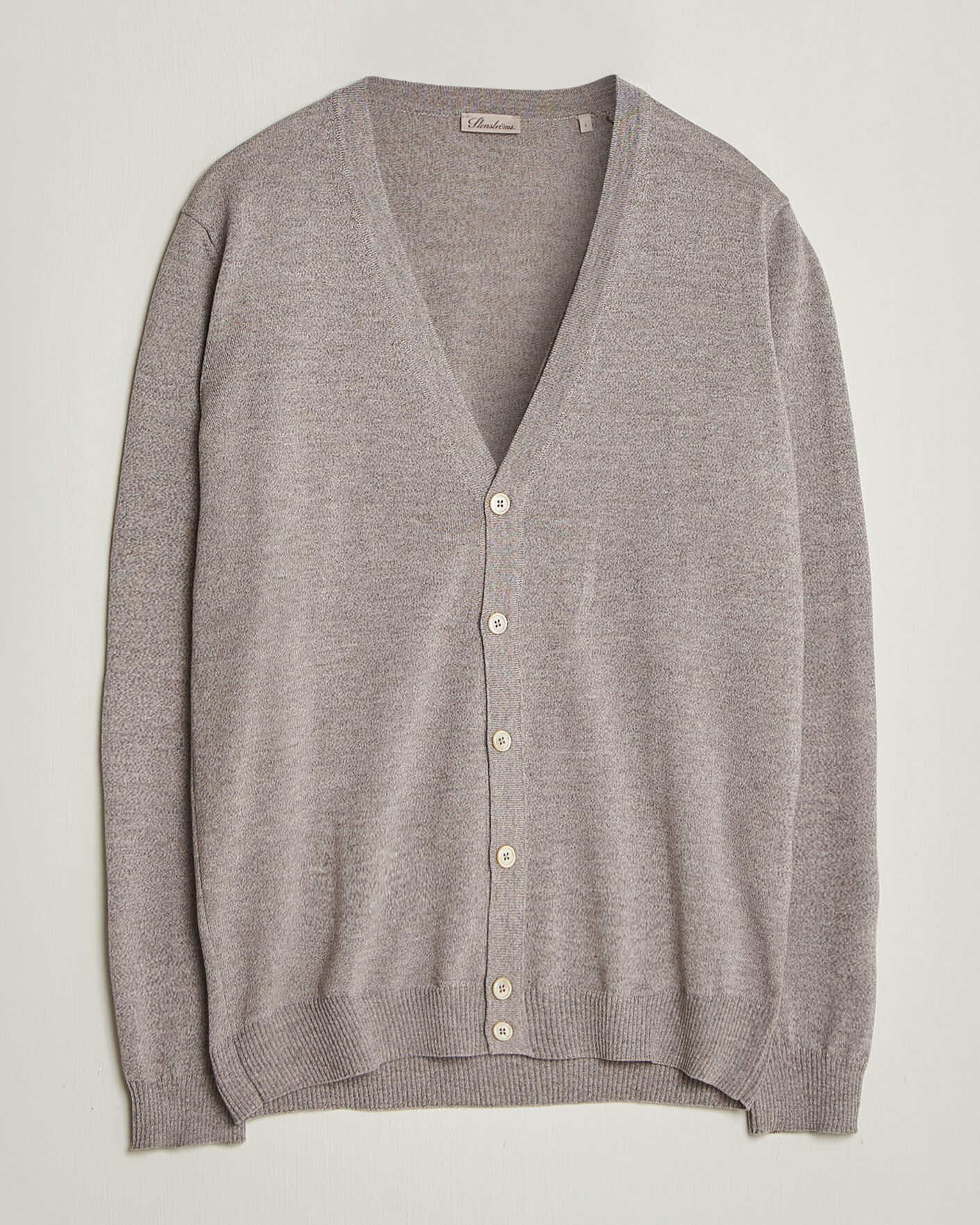 Herre | Gensere | Stenströms | Merino Cardigan Beige Mouline