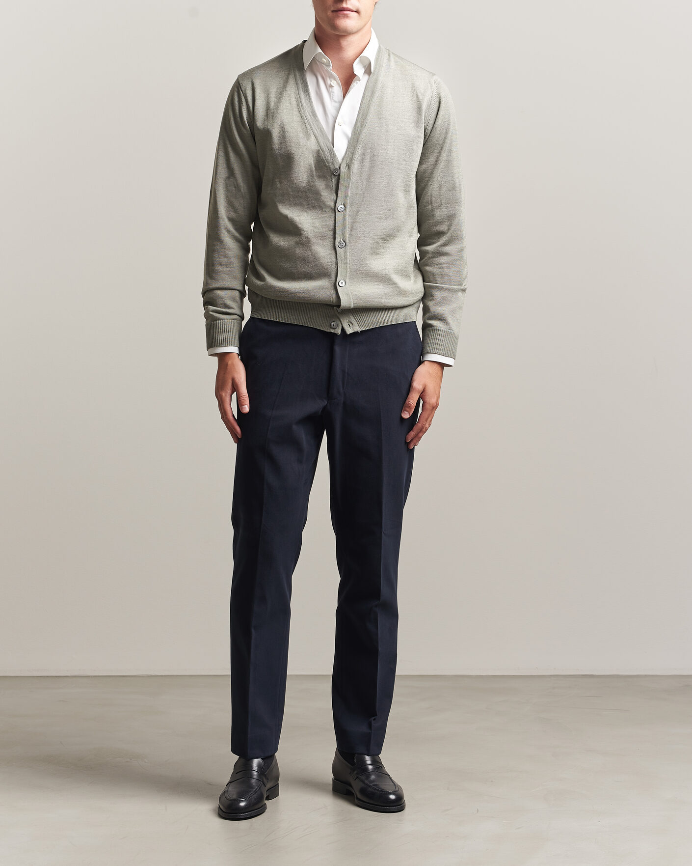 Herre | Gensere | Stenströms | Merino Cardigan Green/Grey