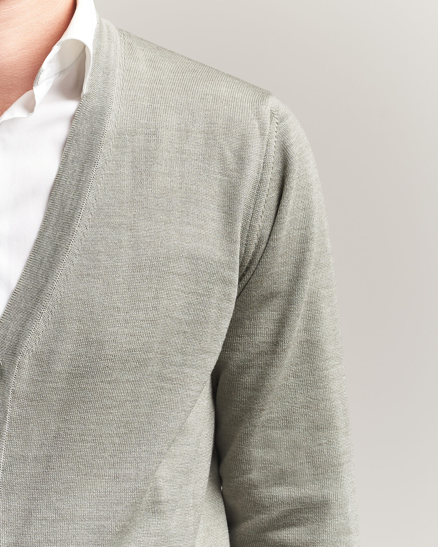 Herre | Gensere | Stenströms | Merino Cardigan Green/Grey